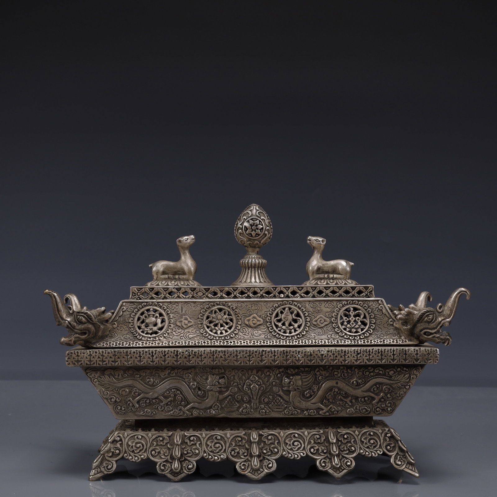 An Exquisite Silver-Plated Bronze Dragon Pattern Censer (1 of 11)
