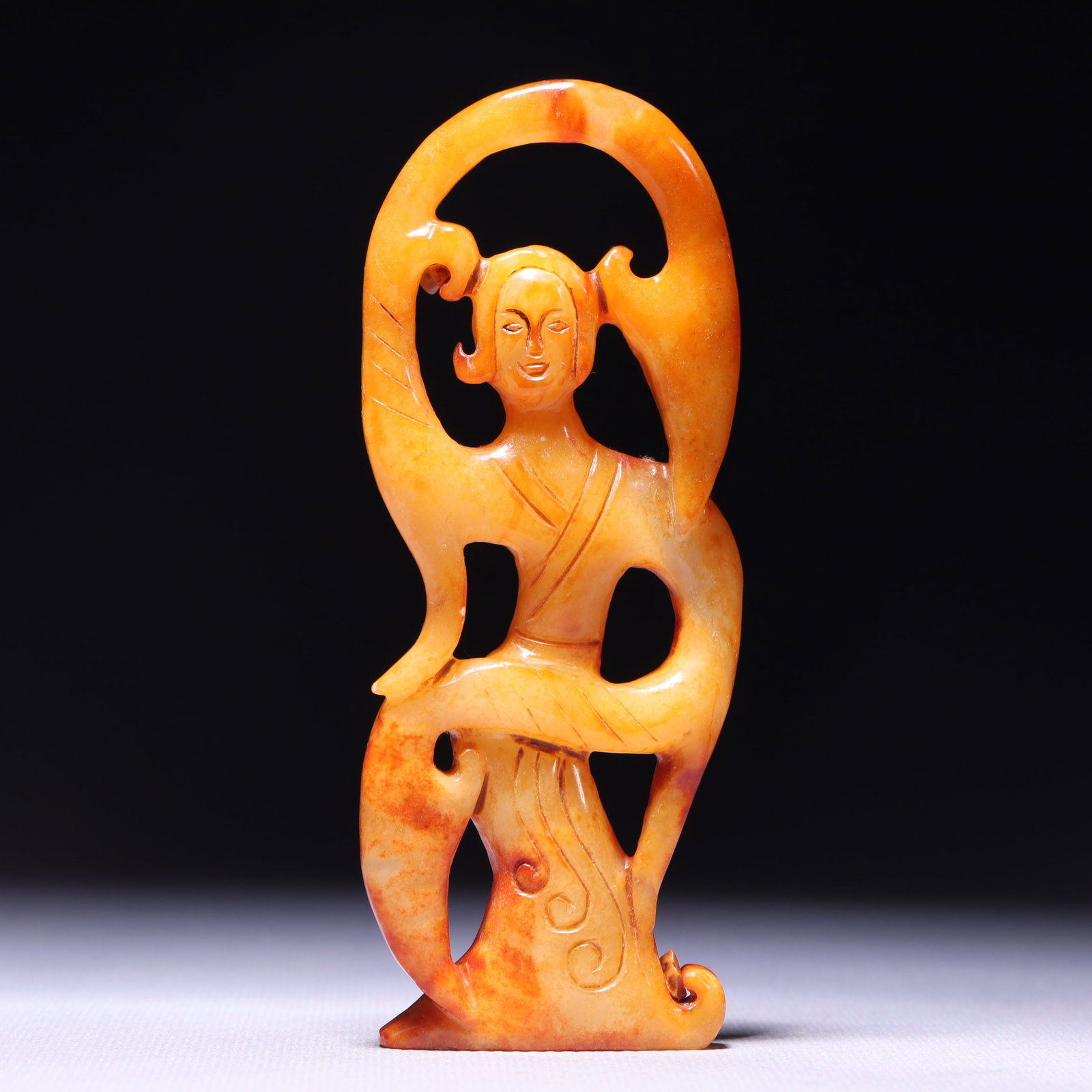 An Exquisite White Jade Figure Ornament: An Exquisite White Jade Figure Ornament,Qing Dynasty,China,Size:2inx0.4inx4.9in,Weight:108g 白玉人物摆件,中国清代