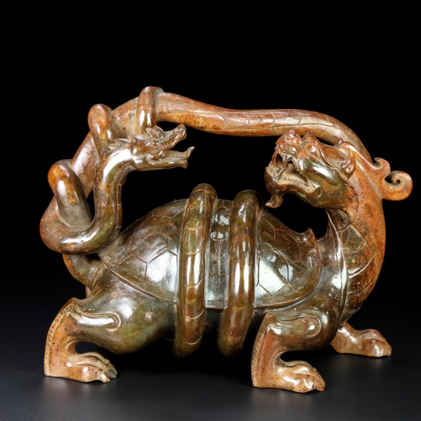 An Exquisite Archaic Jade Dragon and Turtle Ornament (1 of 9)