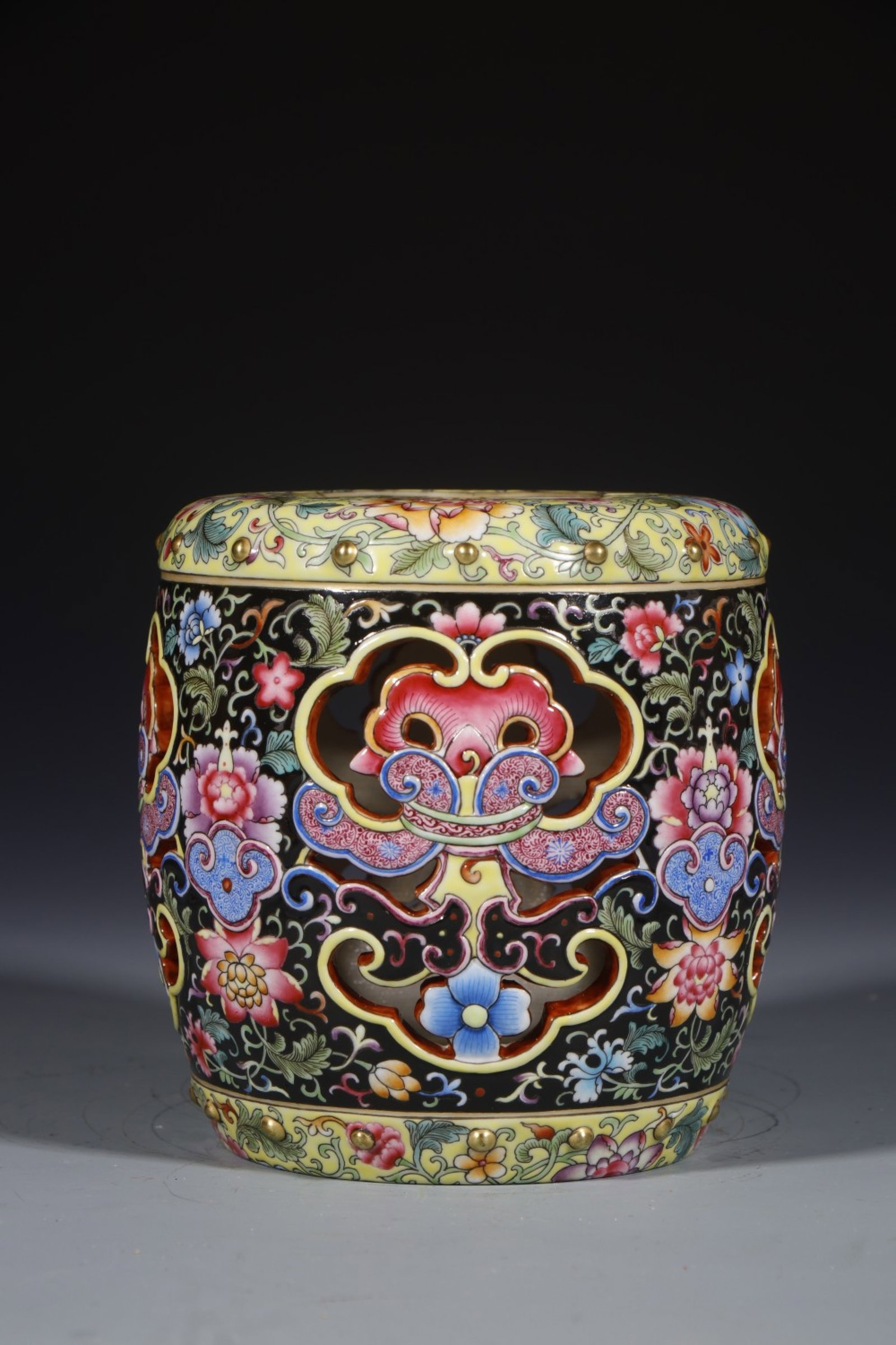 An Exquisite Enamel Lotus Pattern Stool (1 of 8)