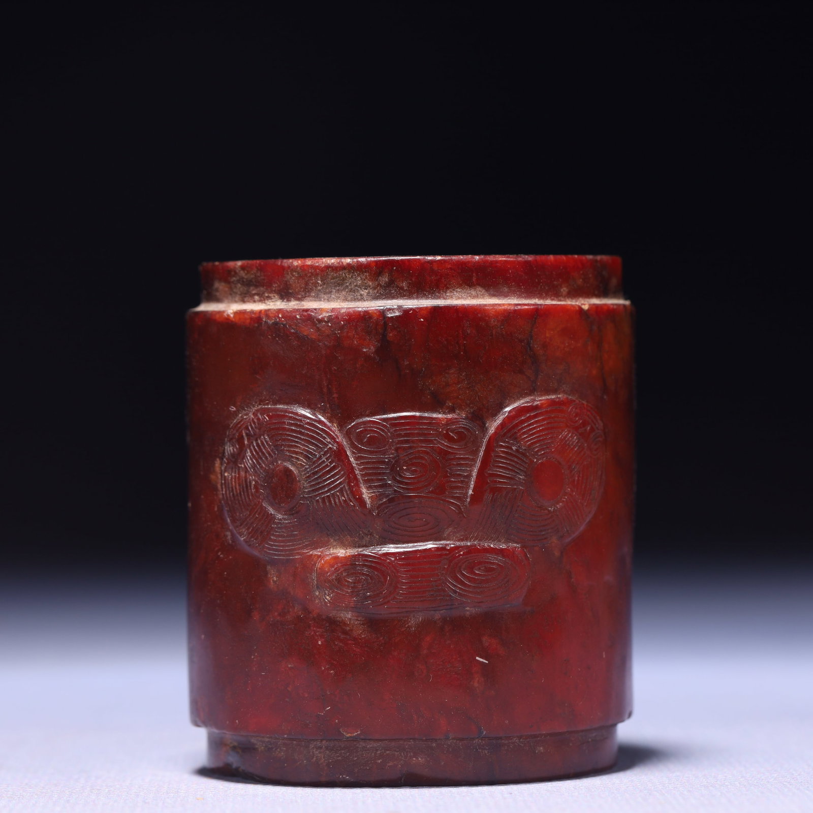 An Archaic Hongshan Culture Yellow Jade Beast-Face Pattern Jade Cong: An Archaic Hongshan Culture Yellow Jade Beast-Face Pattern Jade Cong,Ancient Time,China,Size:2inx2.4in,Weight:248g 红山文化黄玉兽面纹玉ĩ