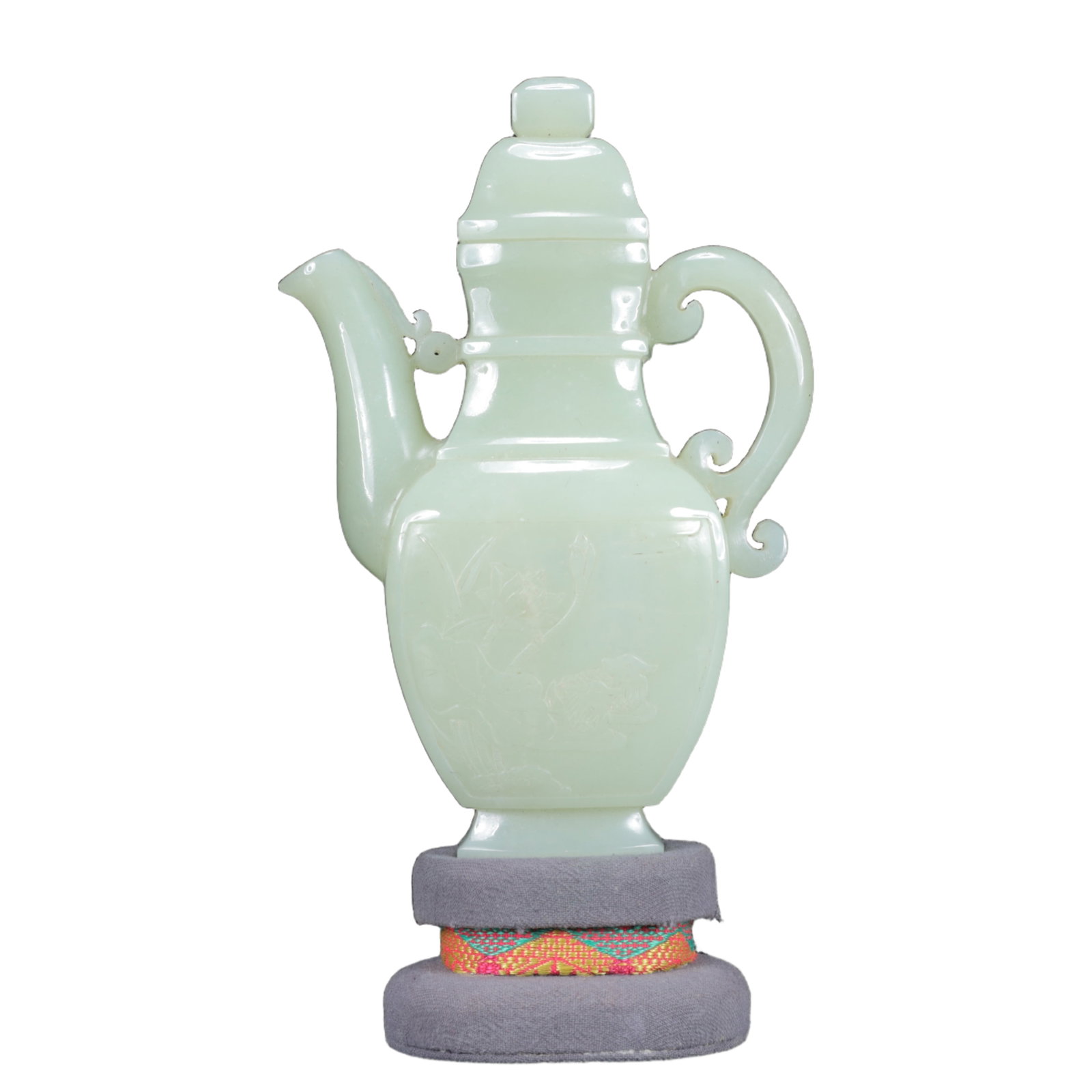 An Exquisite White Jade Flower Pattern Ewer - 2