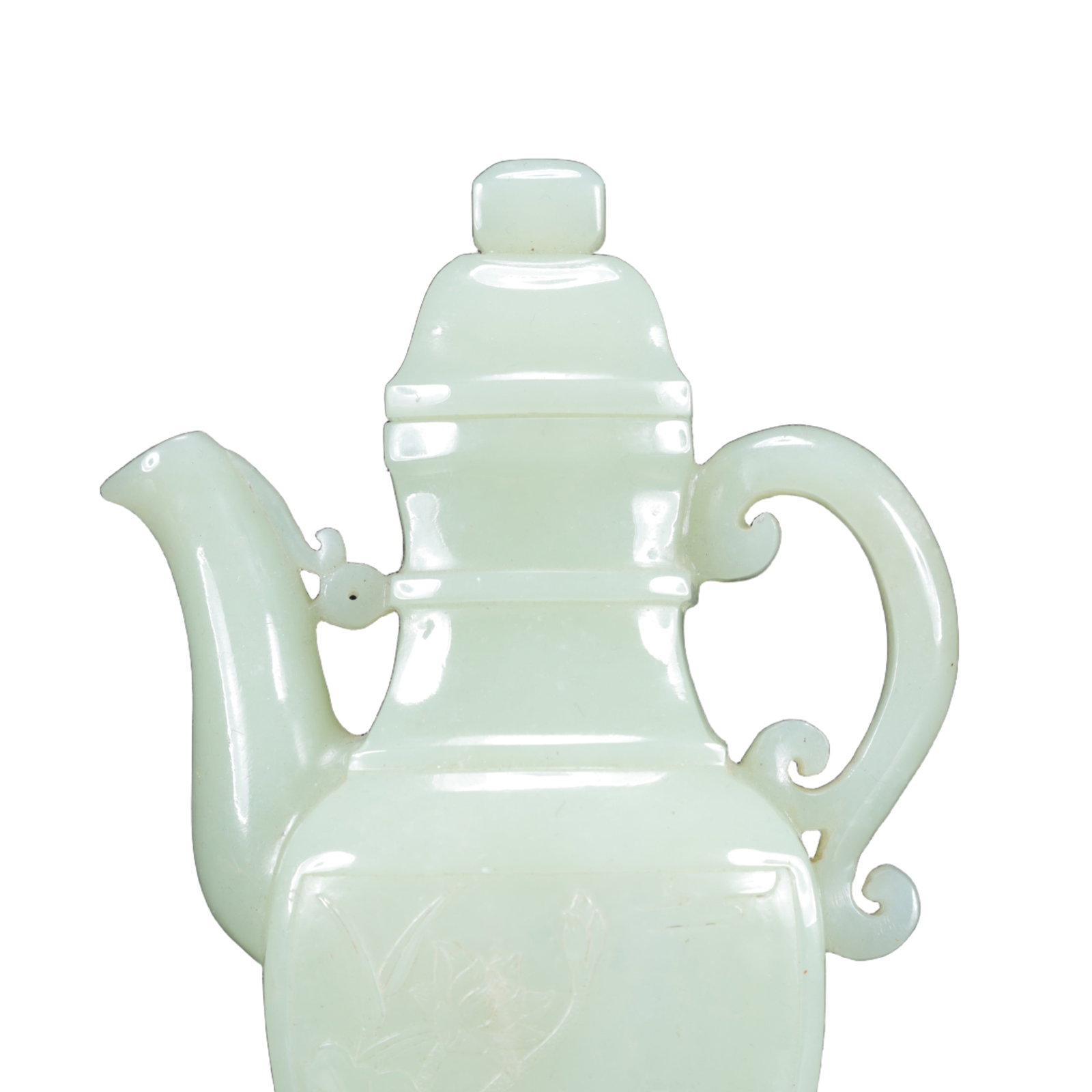 An Exquisite White Jade Flower Pattern Ewer - 3