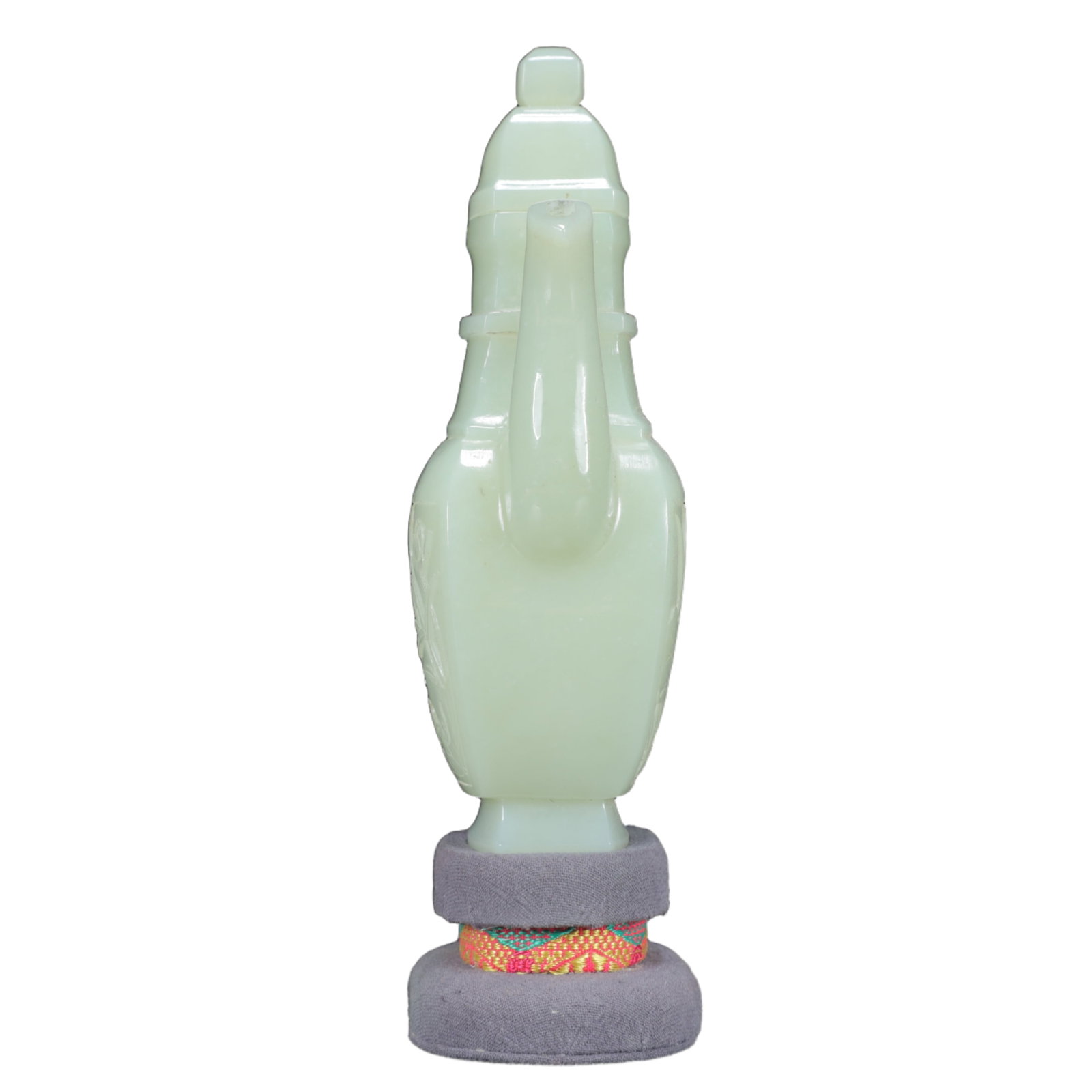An Exquisite White Jade Flower Pattern Ewer - 6