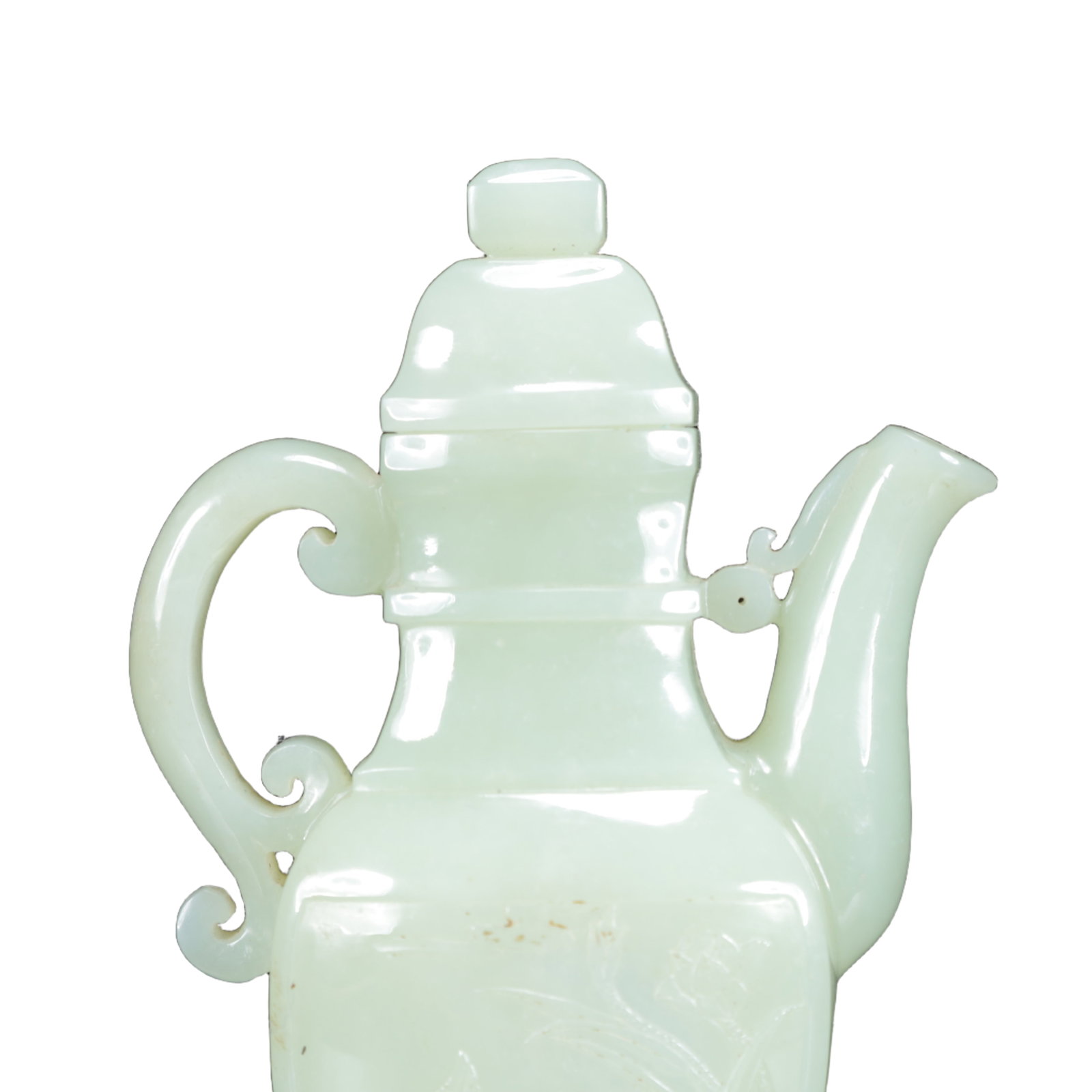 An Exquisite White Jade Flower Pattern Ewer - 9