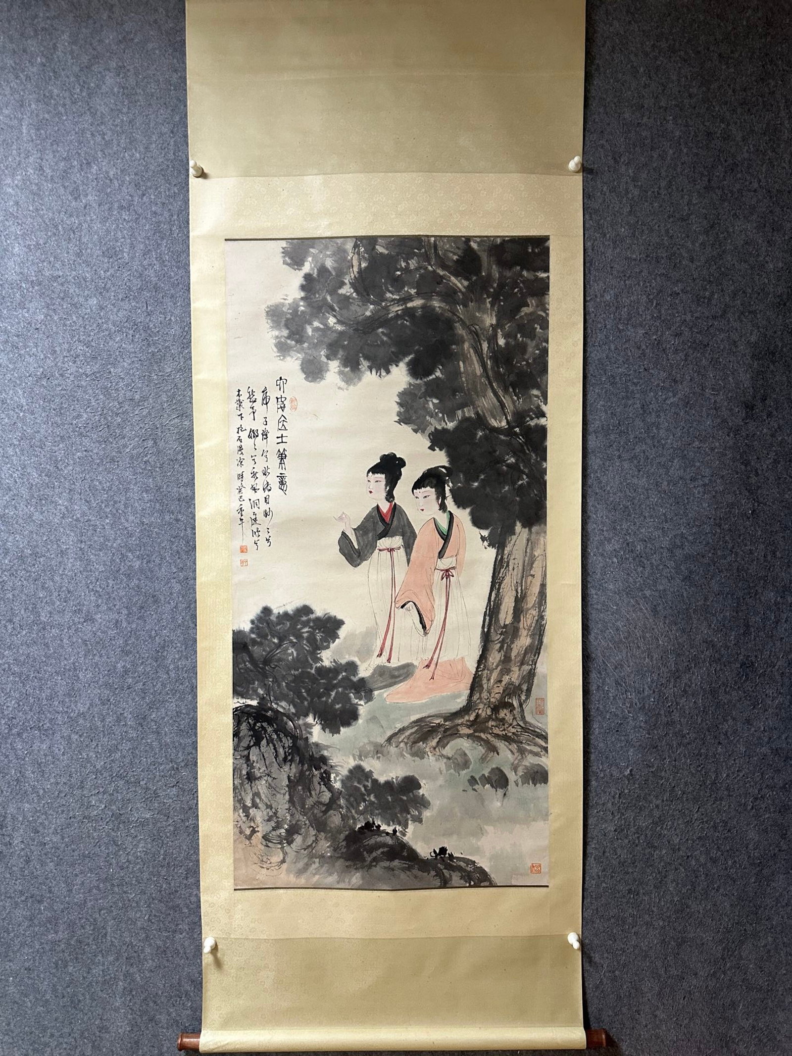 A Chinese Vertical Scroll Ink Painting of Character and Story on Paper (1 of 9)