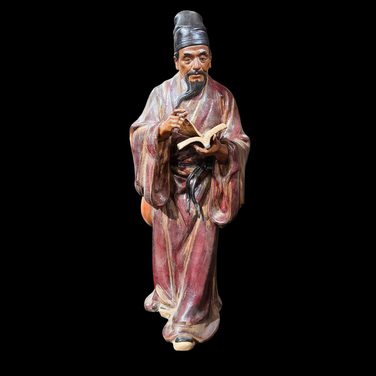 An Exquisite Shiwan yao Figure Ornament: An Exquisite Shiwan yao Figure Ornament,Qing Dynasty,China,Size:7.9inx7.5inx20.1in 石湾窑人物摆件,中国清代