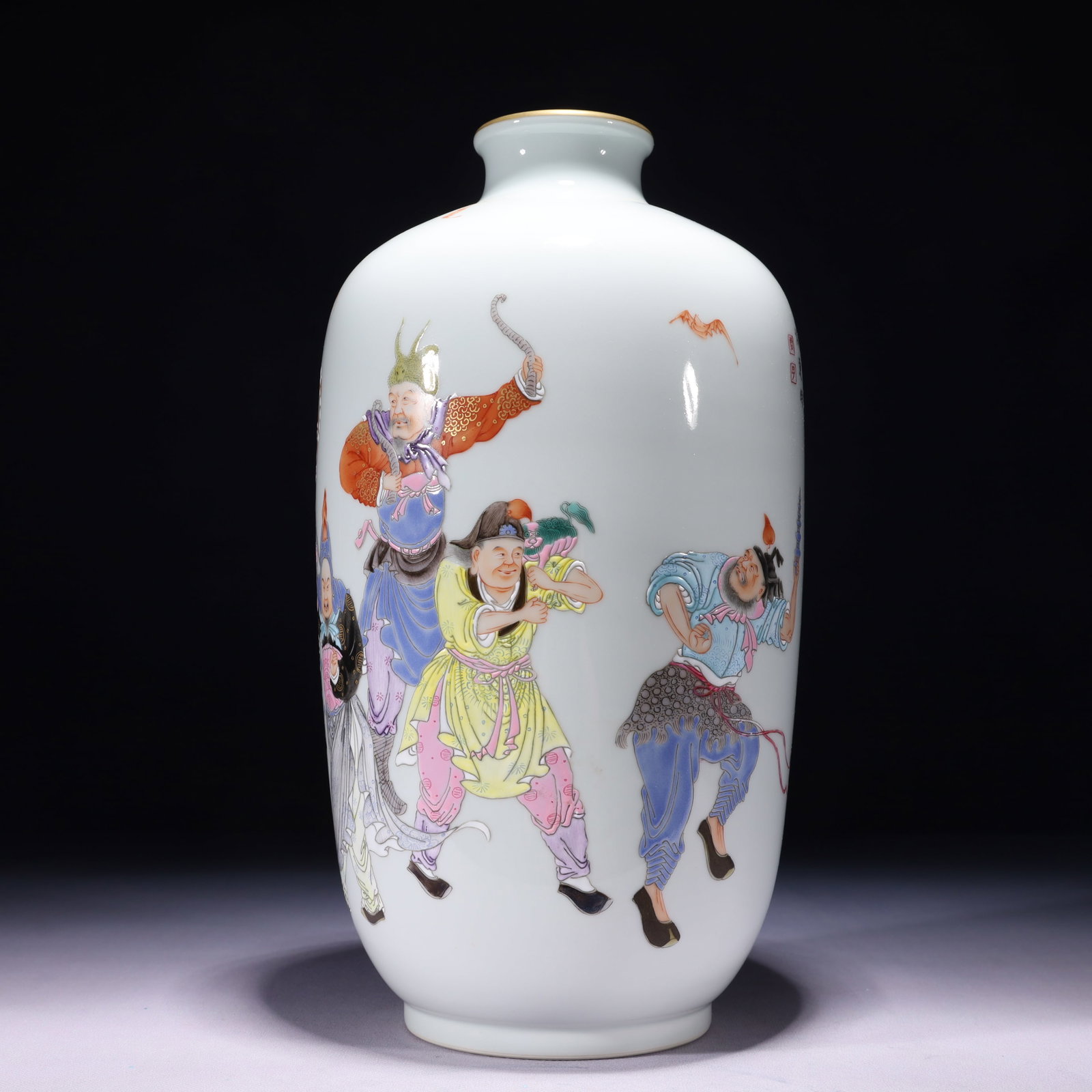 An Exquisite Famille-Rose Painted Gold Character and Story Pattern Vase,with poem: An Exquisite Famille-Rose Painted Gold Character and Story Pattern Vase,with poem,Qing Dynasty,China,Yongzheng Six-character Mark,Size:6.3inx13.4in,Weight:2300g 粉彩描金人