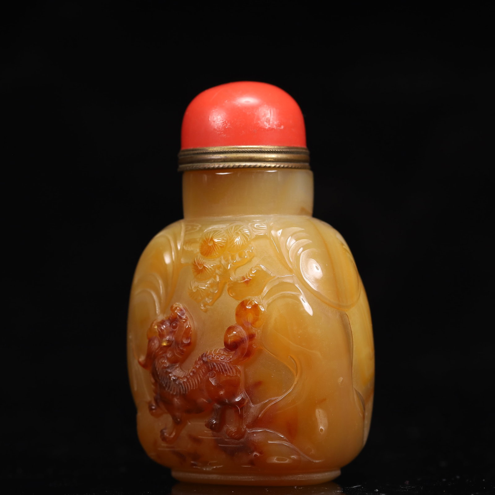 An Exquisite Agate Lion Pattern Snuff Bottle - 2