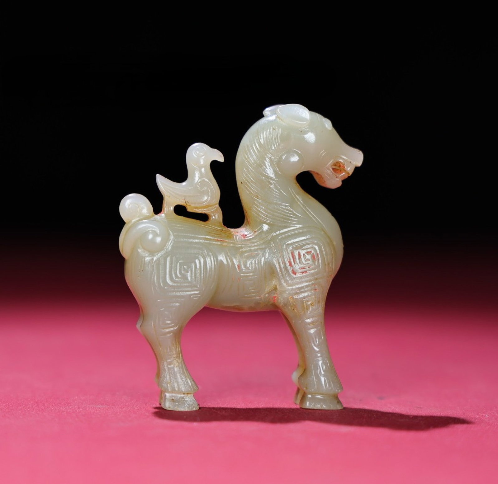 An Exquisite White Jade Horse Ornament: An Exquisite White Jade Horse Ornament,Qing Dynasty,China,Size:2.4inx2.8inx0.7in,Weight:70g 白玉骏马摆件,中国清代