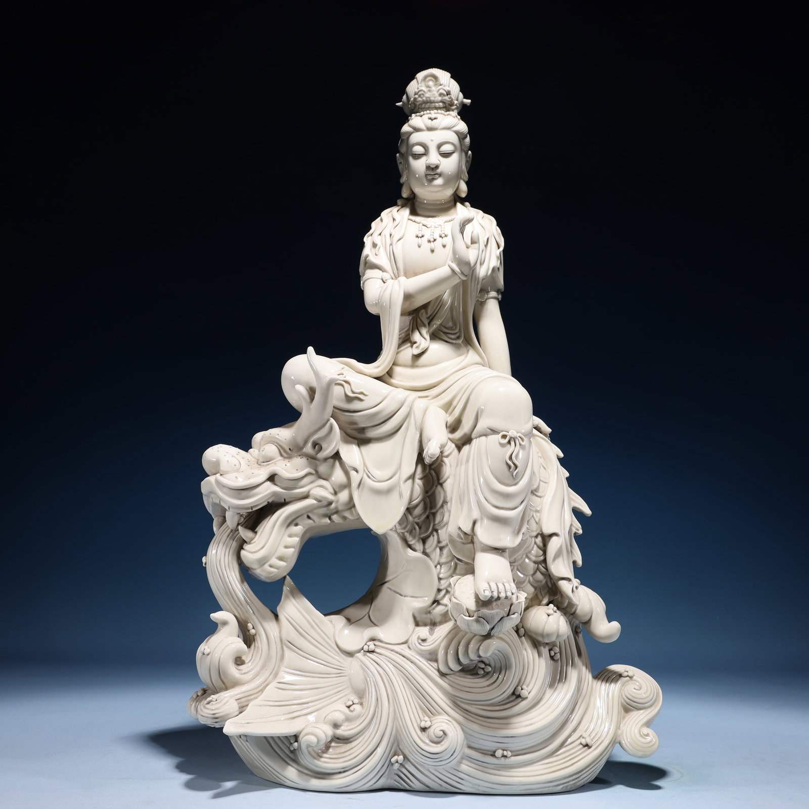 A Solemn Blance-De-Chine Statue of Avalokitesvara (1 of 11)