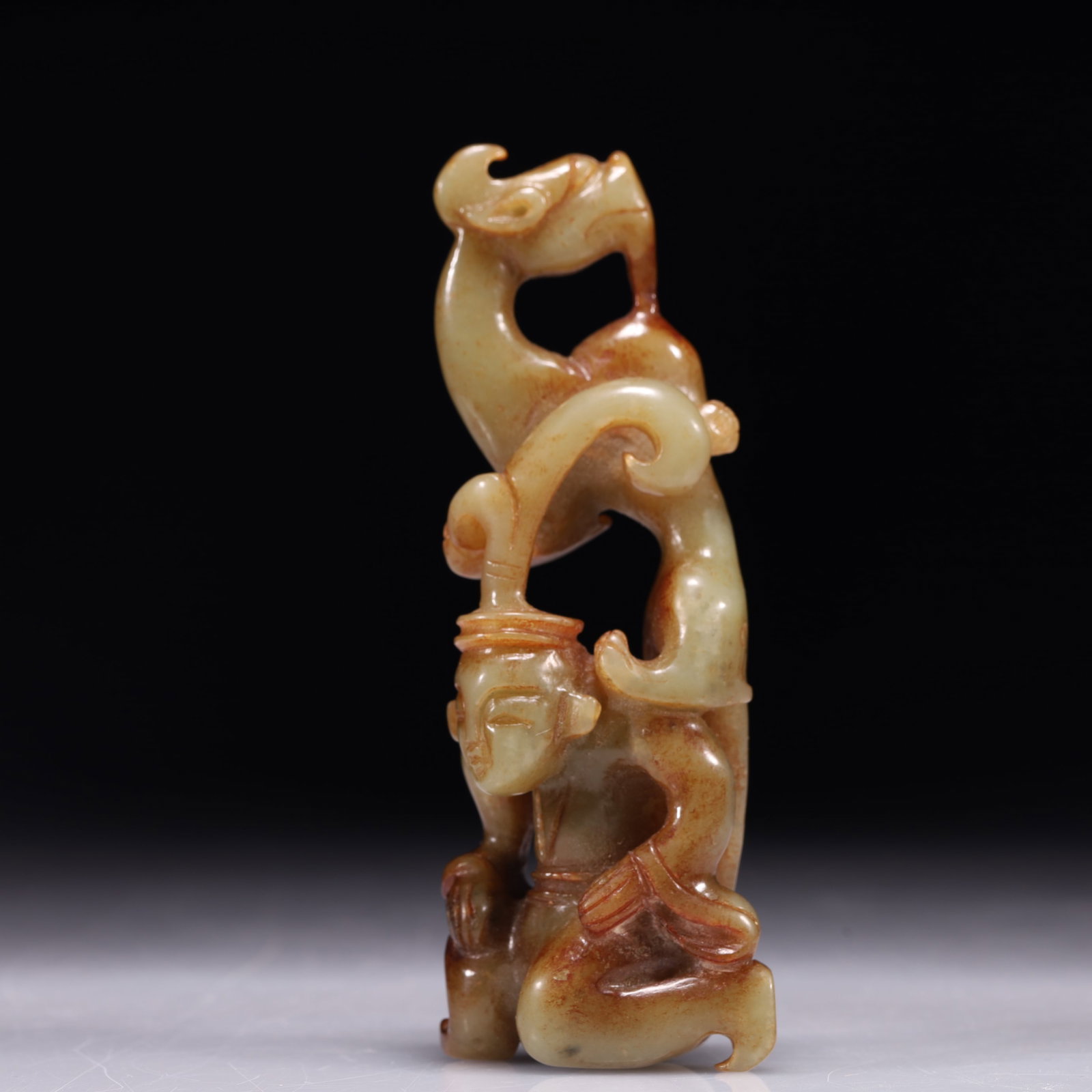 An Exquisite White Jade Figure Ornament: An Exquisite White Jade Figure Ornament,Qing Dynasty,China,Size:1.6inx1inx4.3in,Weight:121g 白玉人物摆件,中国清代