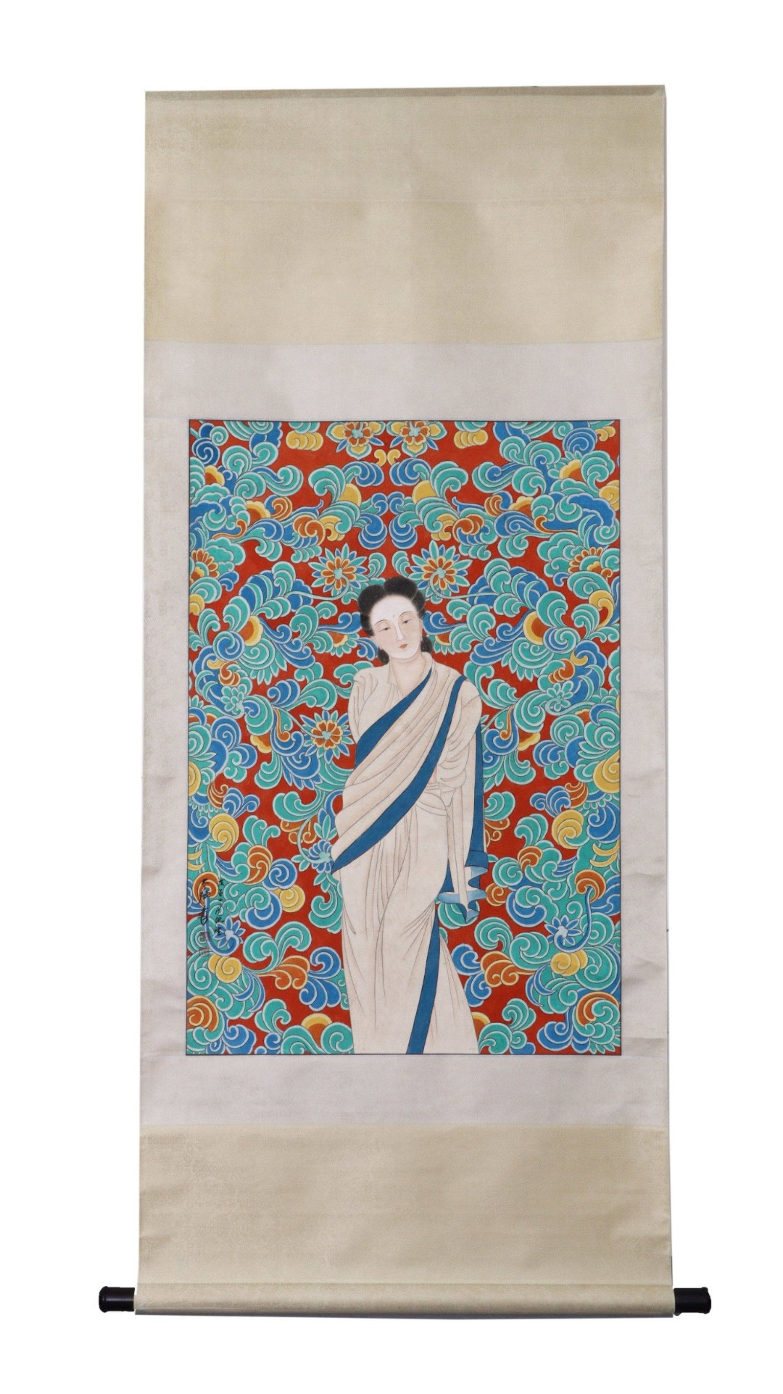 A Chinese Vertical Scroll Ink Painting of Figure on Paper: A Chinese Vertical Scroll Ink Painting of Figure on Paper,Zhang Daqian,Size:25.6inx37.8in 一幅中国水墨人物画立轴,张大Õ