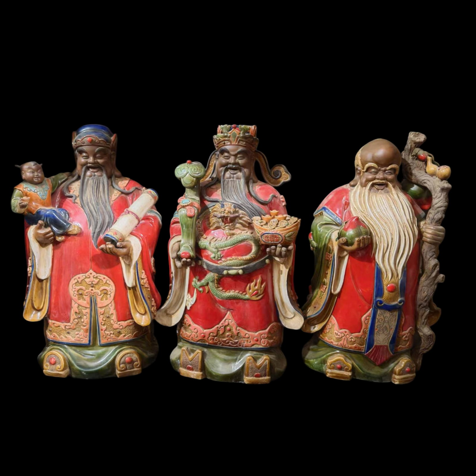 A Set of Huge Shiwan yao Figure Ornaments: A Set of Huge Shiwan yao Figure Ornaments,Qing Dynasty,China,With Mark,Size:15.7inx11.4inx26in 一套石湾窑人物摆件,中国清代