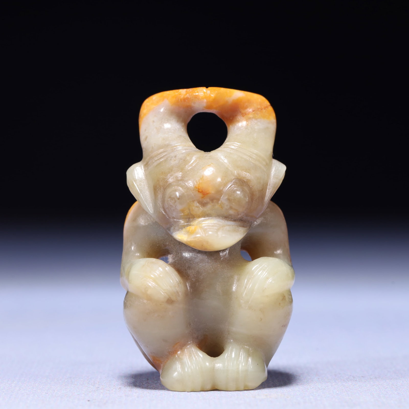An Archaic Hongshan Culture White Jade Figure Ornament (1 of 5)