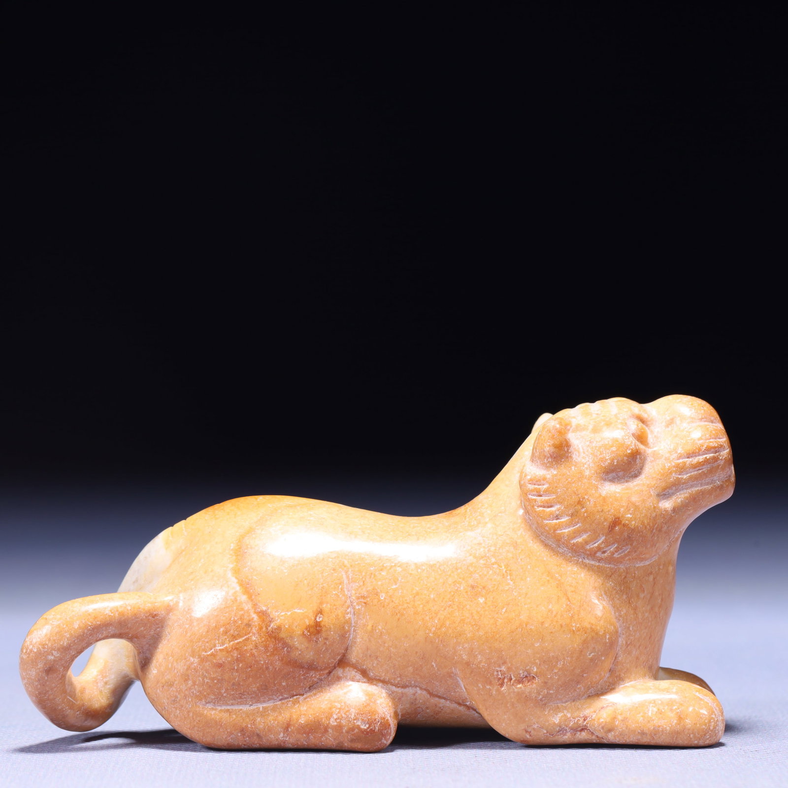 An Archaic Hongshan Culture Yellow Jade Beast Ornament: An Archaic Hongshan Culture Yellow Jade Beast Ornament,Ancient Time,China,Size:4.3inx1.2inx2.2in,Weight:243g