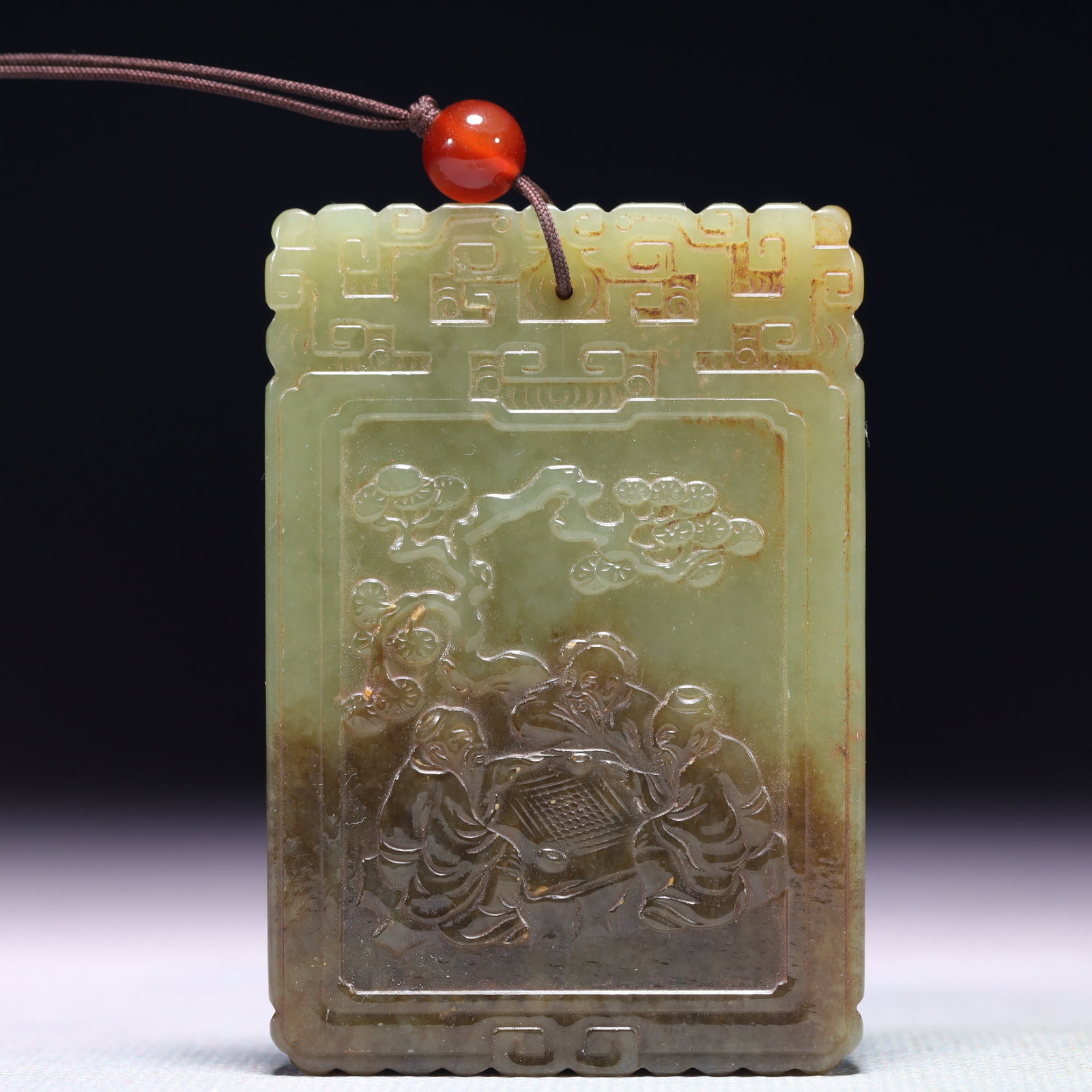 An Exquisite Yellow Jade Character and Story Pattern Pendant,with poem: An Exquisite Yellow Jade Character and Story Pattern Pendant,with poem,Qing Dynasty,China,Size:1.8inx2.8in,Weight:70.9g
