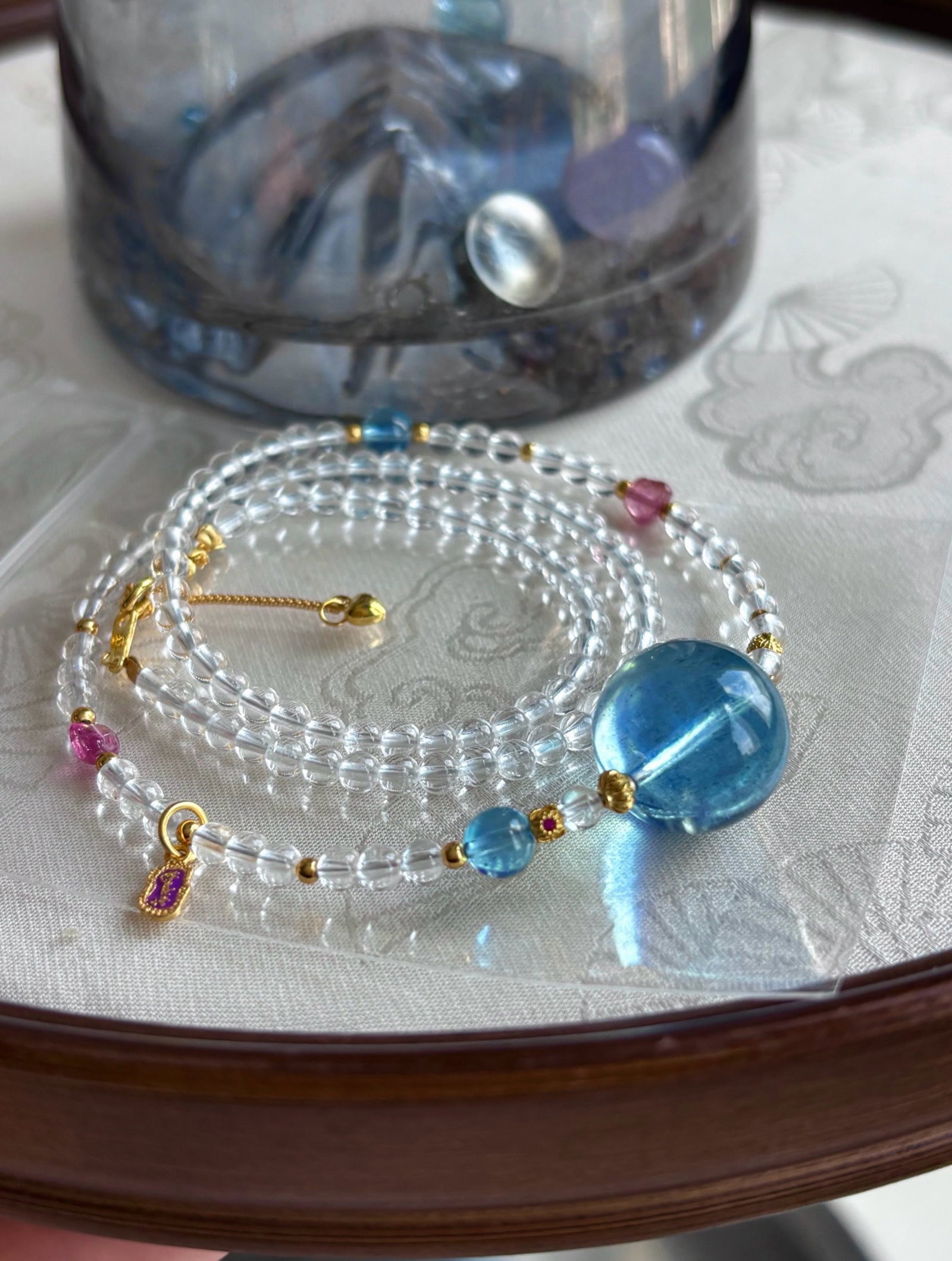An Exquisite Aquamarine Necklace: An Exquisite Aquamarine Necklace,Size:0.6in,Weight:14g 海蓝宝项链