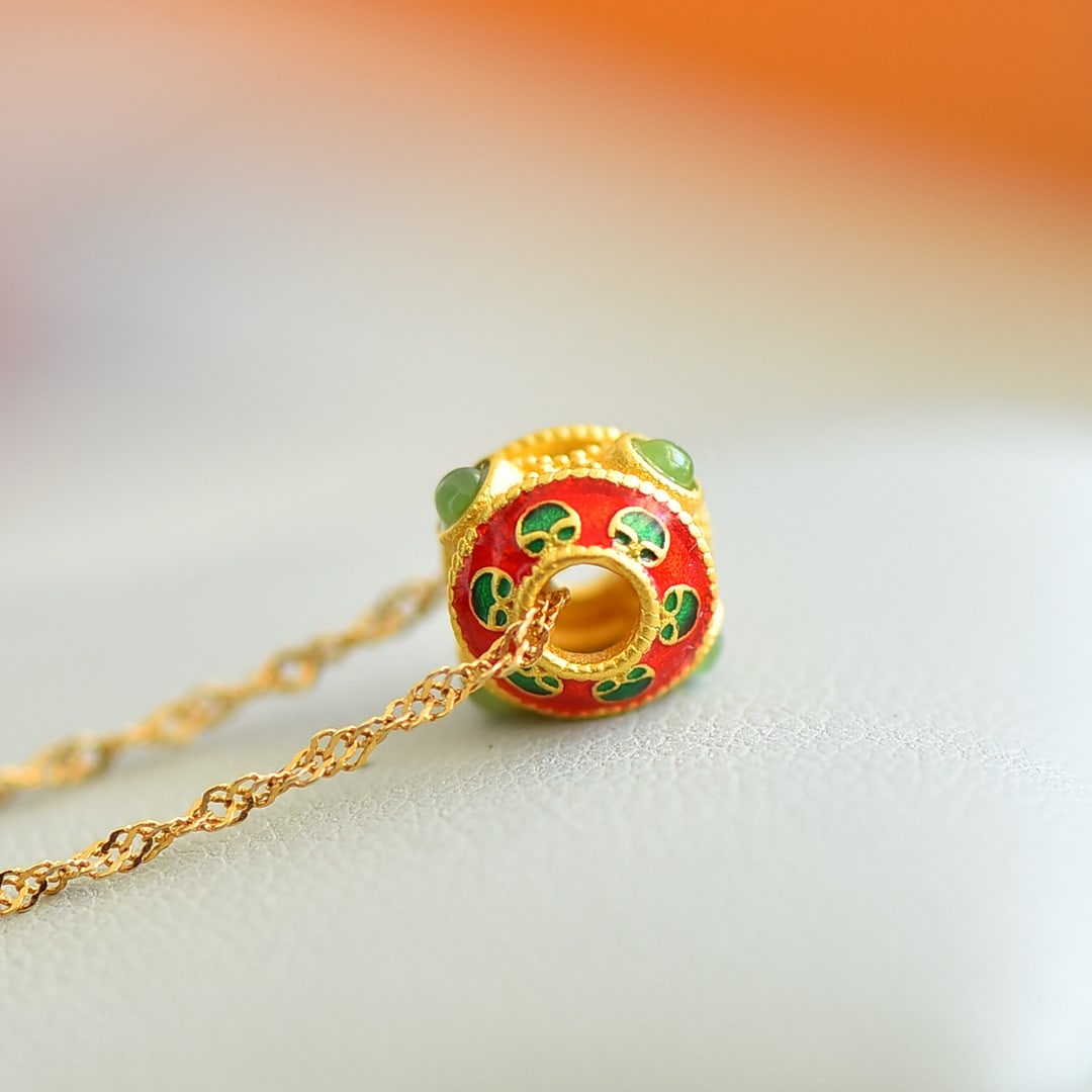 An Exquisite Sterling Silver-Gold Plated Inlaid Jasper Necklace: An Exquisite Sterling Silver-Gold Plated Inlaid Jasper Necklace,Size:2mmx2mm 纯银镀金镶碧玉项链