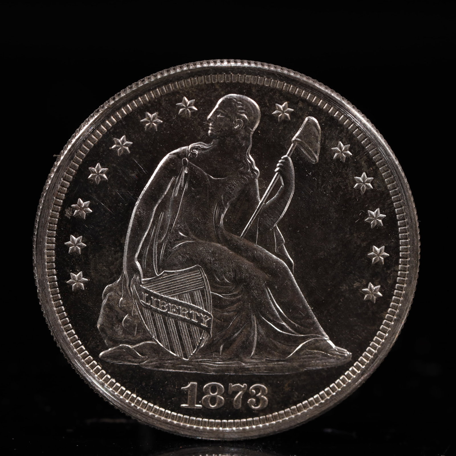 USA One Dollar 1873 Coin: American coin. IN GOD WE TRUST / LIBERTY / 1873 / UNITED STATES OF AMERICA / ONE DOL. Weight:26.9g.