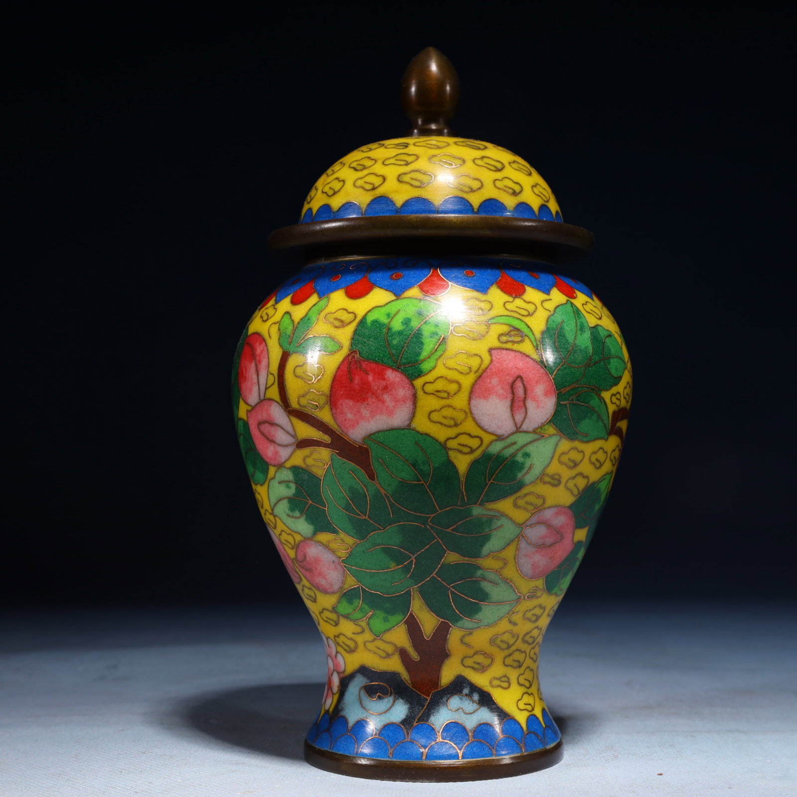 An Exquisite Cloisonne Peach Pattern Jar with Cover (1 of 8)