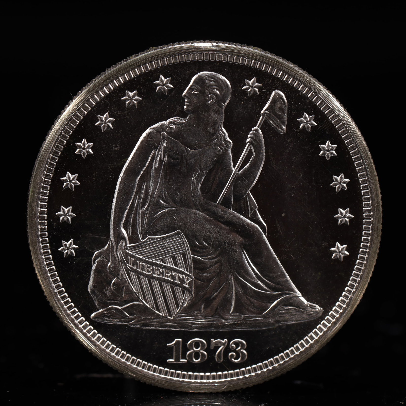 USA One Dollar 1873 Coin: American coin. IN GOD WE TRUST / LIBERTY / 1873 / UNITED STATES OF AMERICA / ONE DOL. Weight:26.9g.