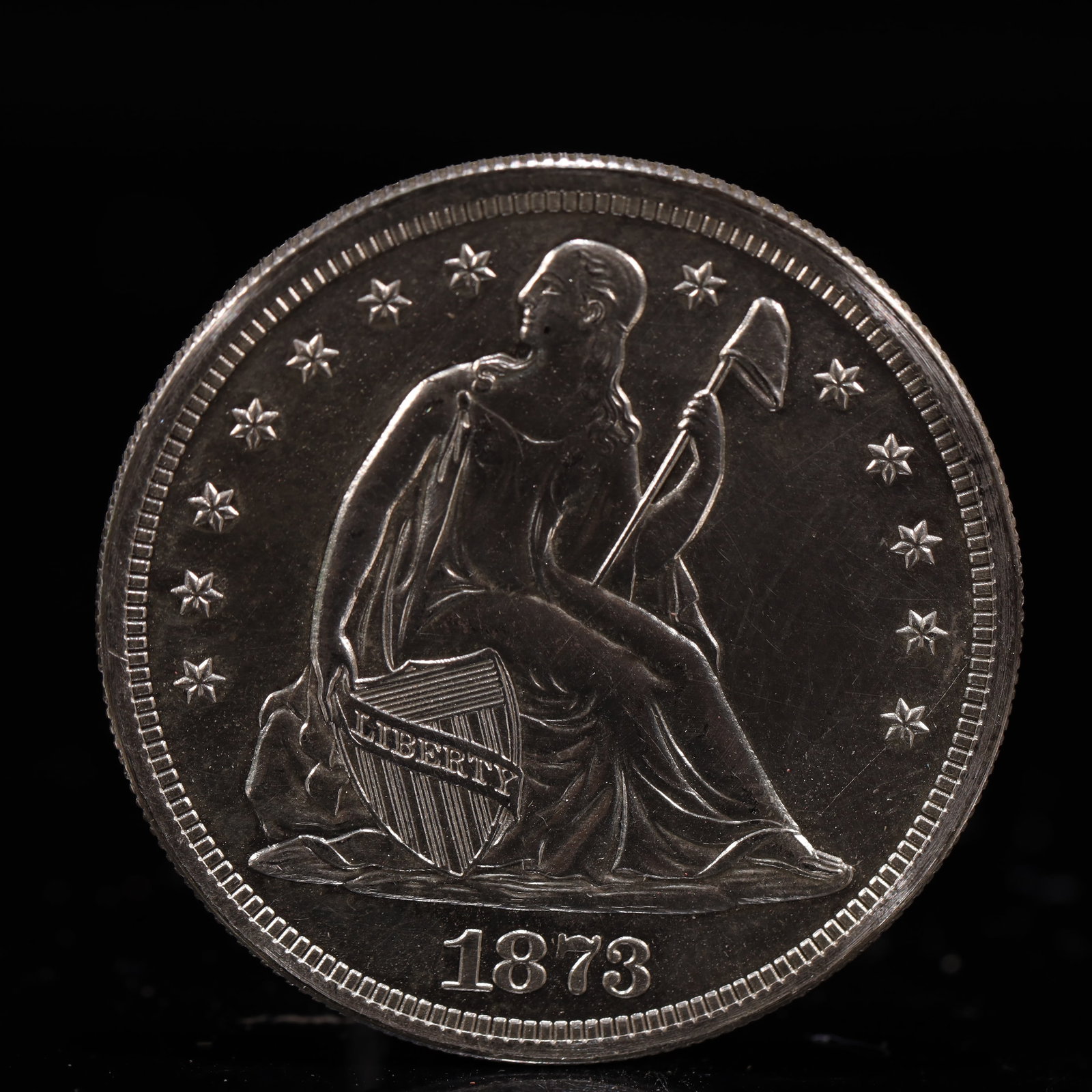 USA One Dollar 1873 Coin: American coin. IN GOD WE TRUST / LIBERTY / 1873 / UNITED STATES OF AMERICA / ONE DOL. Weight:26.9g.