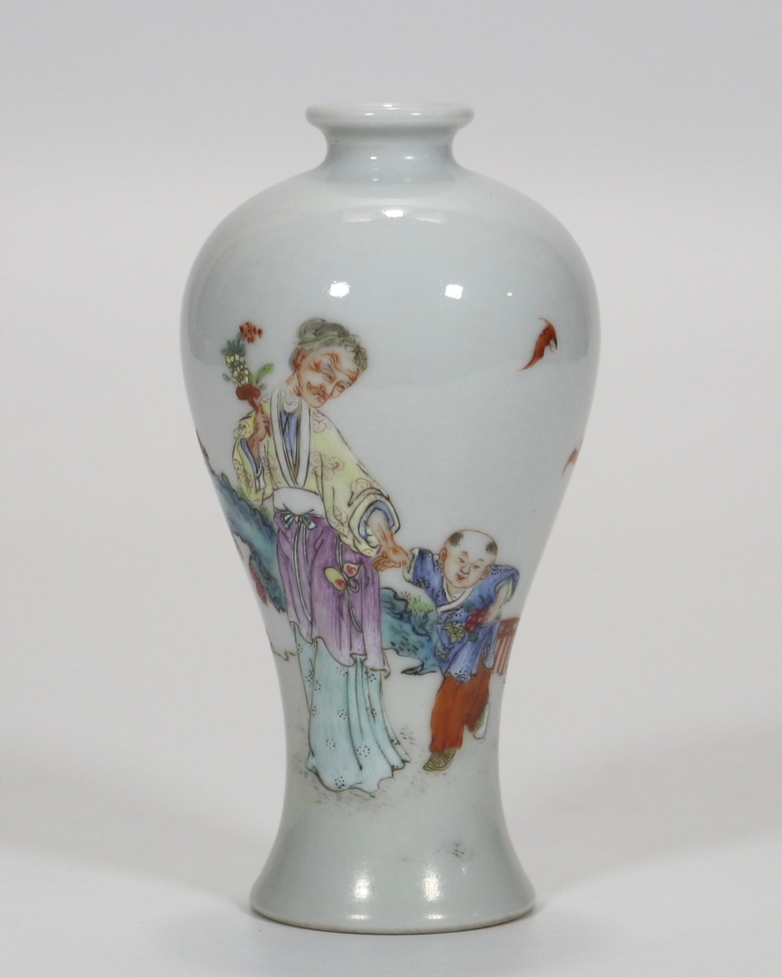 A fine famille rose meiping vase with figural and landscape scene (1 of 9)