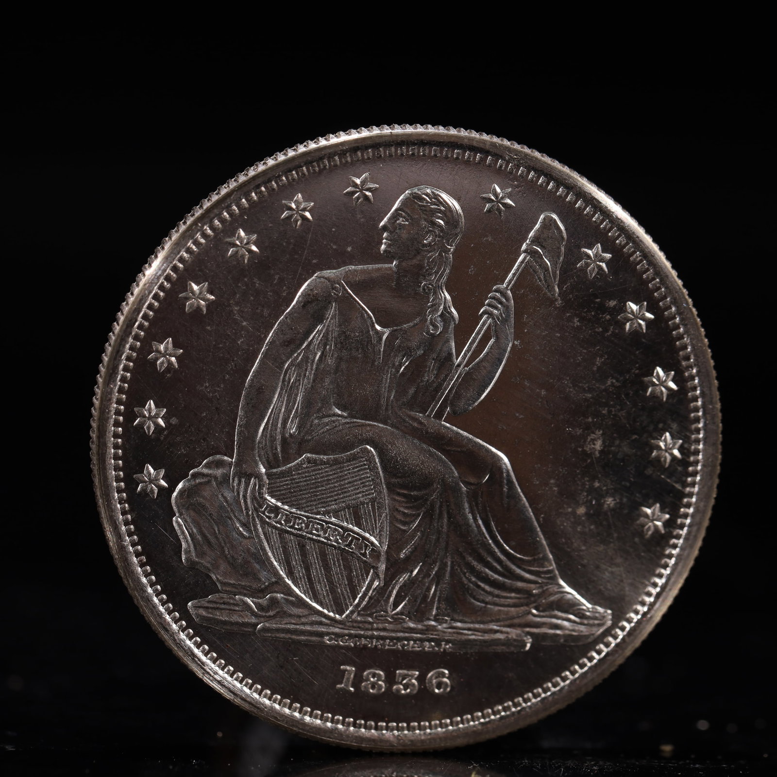 USA One Dollar 1856 Coin: American coin. IN GOD WE TRUST / LIBERTY / 1856 / UNITED STATES OF AMERICA / ONE DOL. Weight:26.9g.