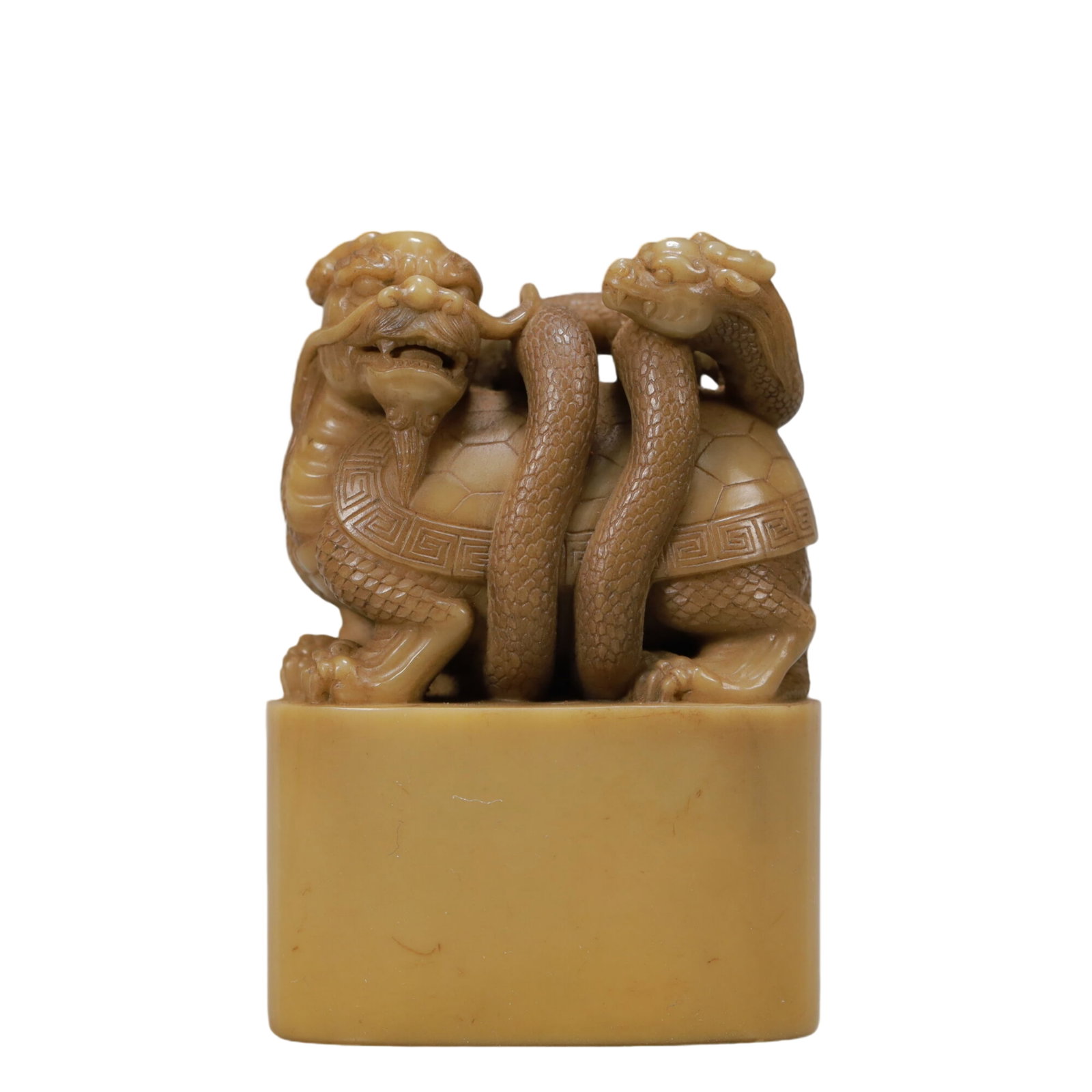 An Exquisite Shoushan Stone Dragon Turtle Seal: An Exquisite Shoushan Stone Dragon Turtle Seal,Qing Dynasty,China,Size:2inx0.9inx2.8in,Weight:200g 寿山石龙龟印章,中国清代