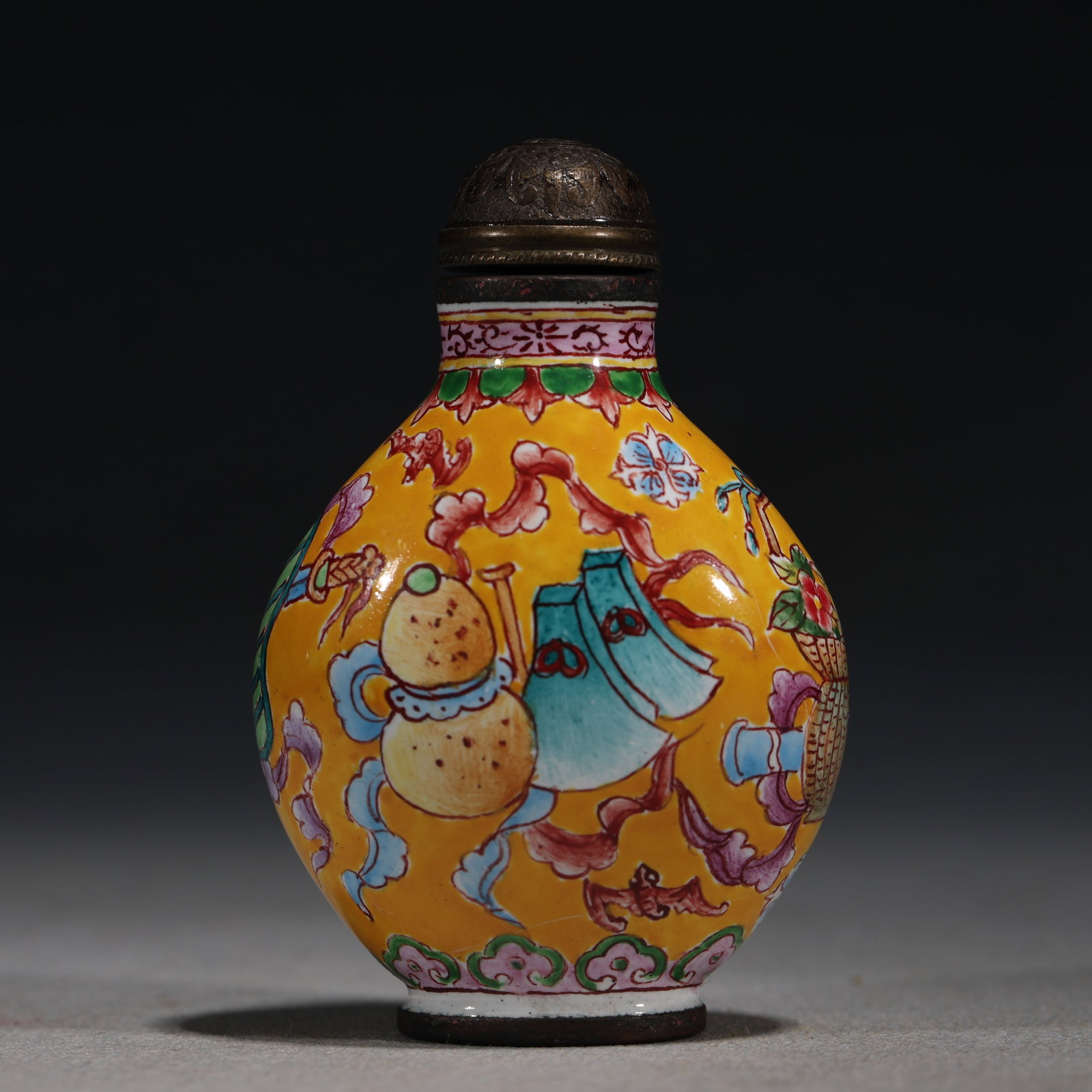 A Chinese Blue-Ground Painted Enamel Snuff Bottle with Landscape,Qianlong Mark (1 of 6)