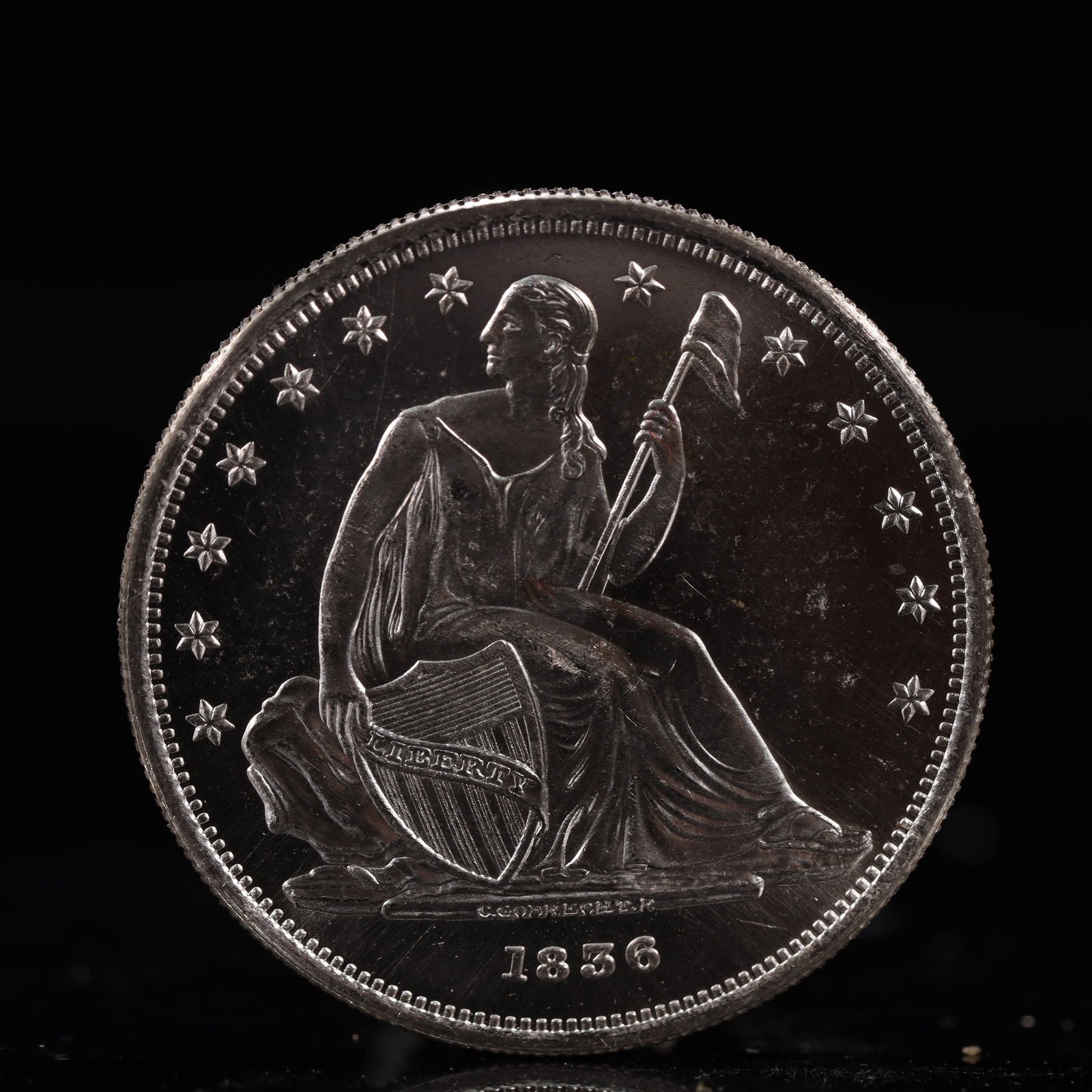 USA One Dollar 1856 Coin: American coin. IN GOD WE TRUST / LIBERTY / 1856 / UNITED STATES OF AMERICA / ONE DOL. Weight:26.9g.
