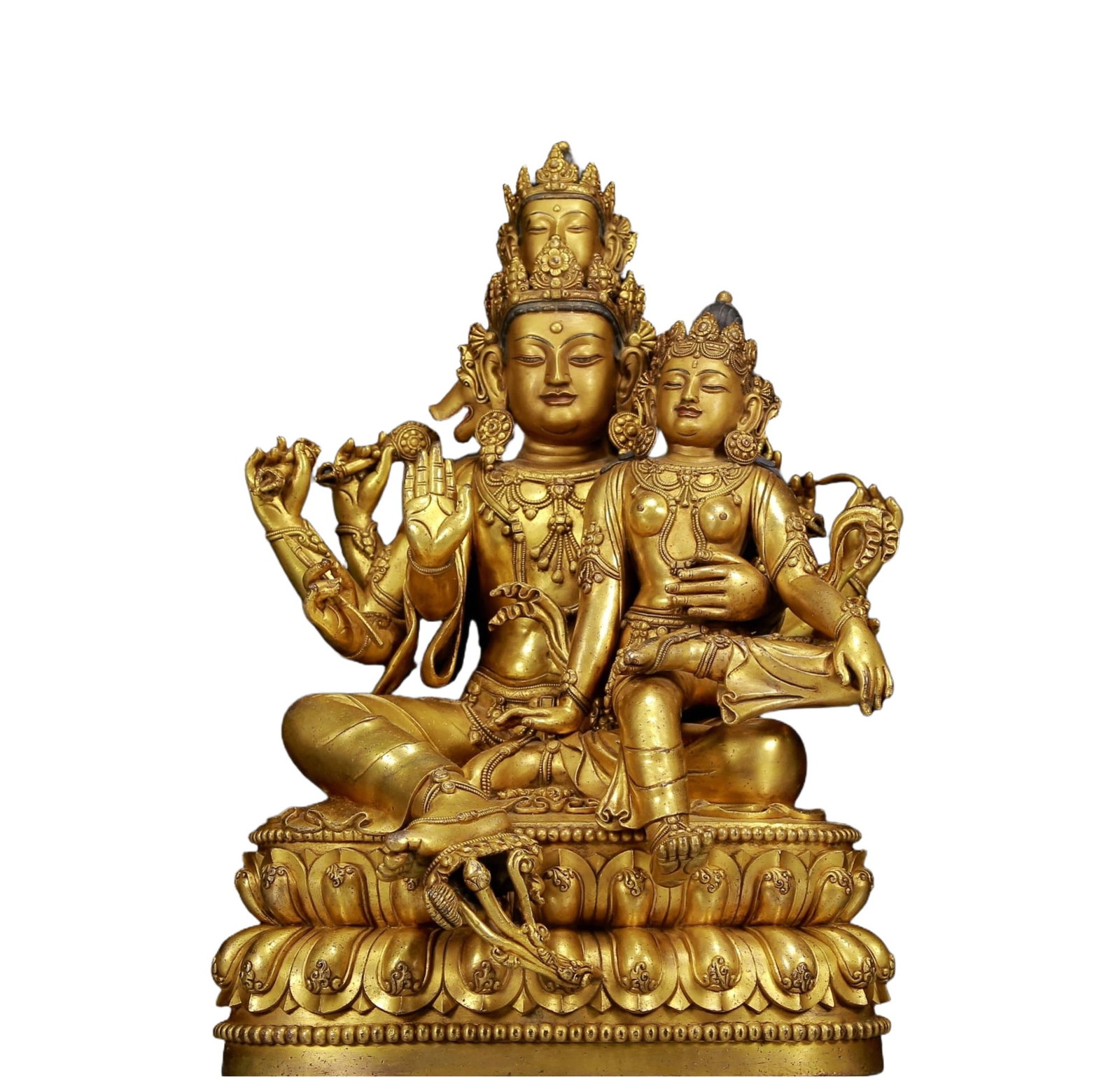A solemn gilt bronze statue of the Mori branch: A solemn gilt bronze statue of Malizhitian, Ming Dynasty, China. As one of the Buddhist protector gods, Malizhitian is worshiped by believers for its majestic image and outstanding fighting ability. T