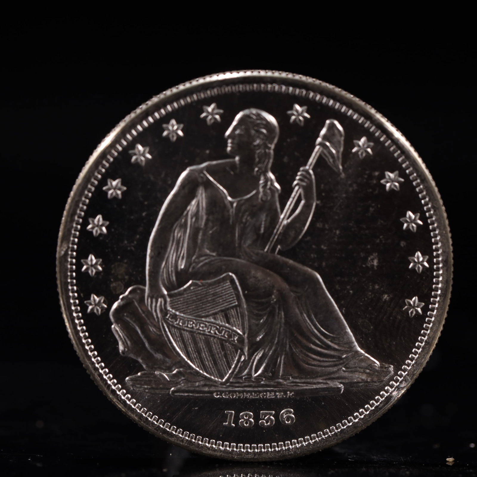 USA One Dollar 1856 Coin: American coin. IN GOD WE TRUST / LIBERTY / 1856 / UNITED STATES OF AMERICA / ONE DOL. Weight:26.9g.