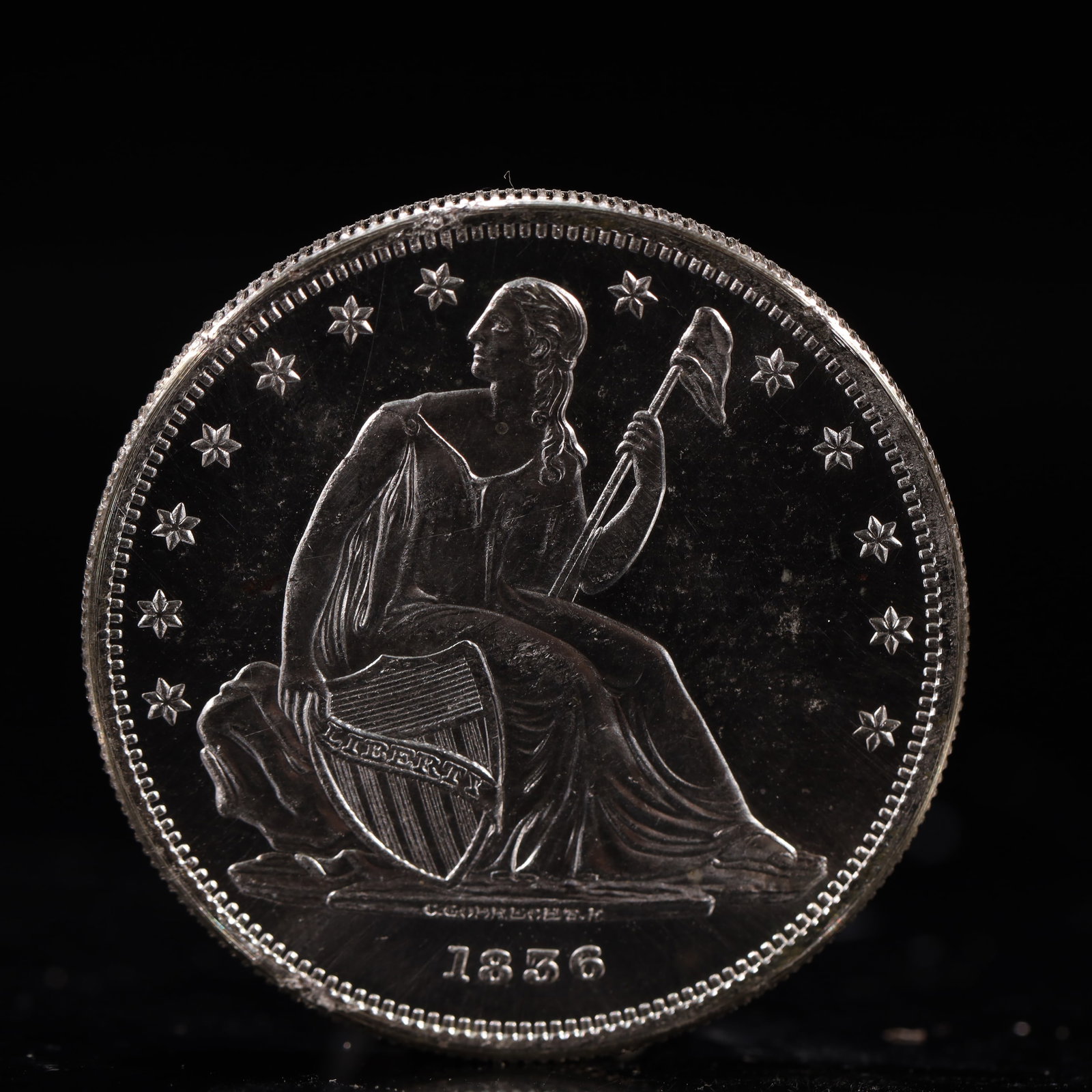 USA One Dollar 1856 Coin: American coin. IN GOD WE TRUST / LIBERTY / 1856 / UNITED STATES OF AMERICA / ONE DOL. Weight:26.9g.