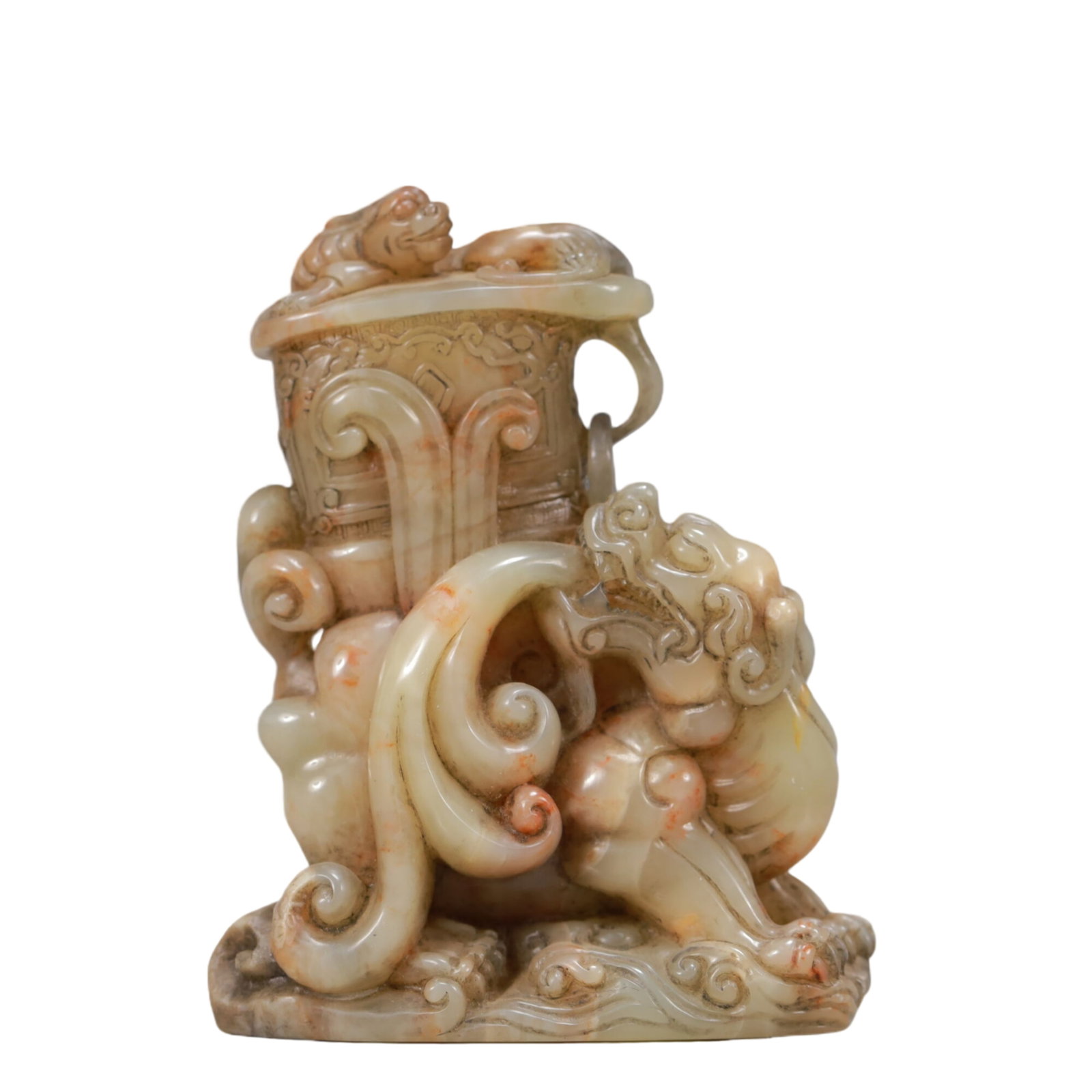 An Exquisite Shoushan Stone Dragon Pattern Vase: An Exquisite Shoushan Stone Dragon Pattern Vase,Qing Dynasty,China,Size:3.1inx1.2inx4in,Weight:250g 寿山石龙纹瓶,中国清代