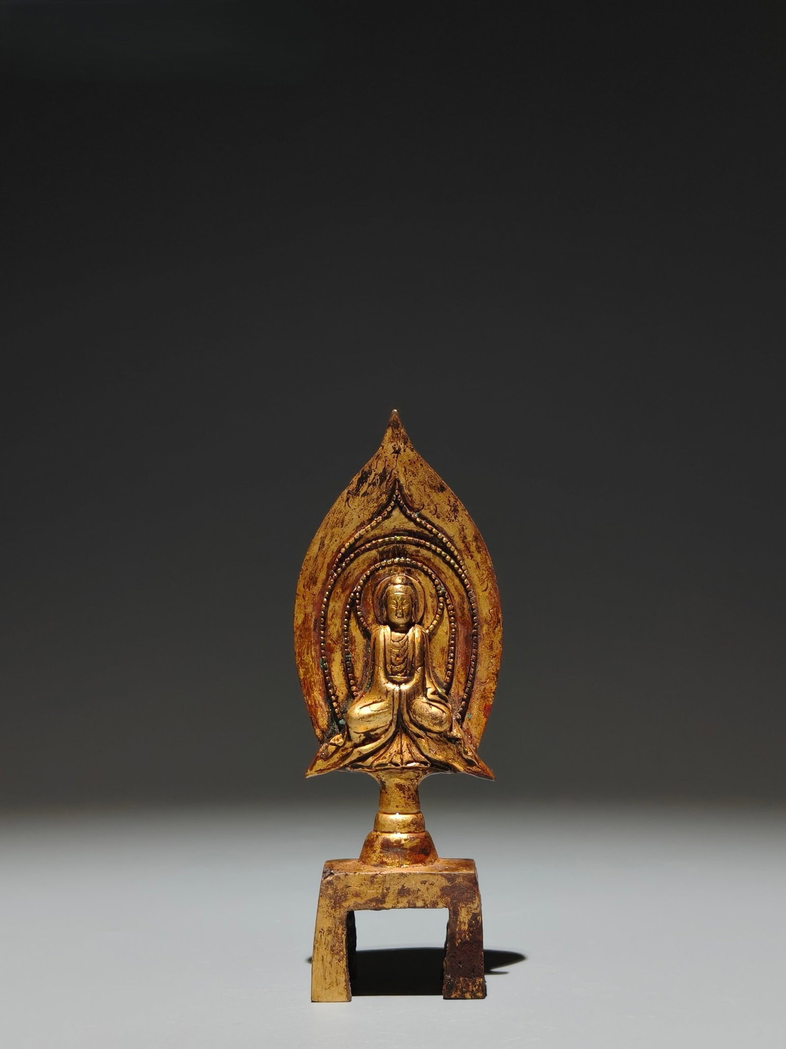 A Solemn Gilt Bronze Statue of Bodhisattva: A Solemn Gilt Bronze Statue of Bodhisattva,N.Wei,China,Size:5.3inx2inx0.8in 铜鎏金菩萨像,中国北魏时期