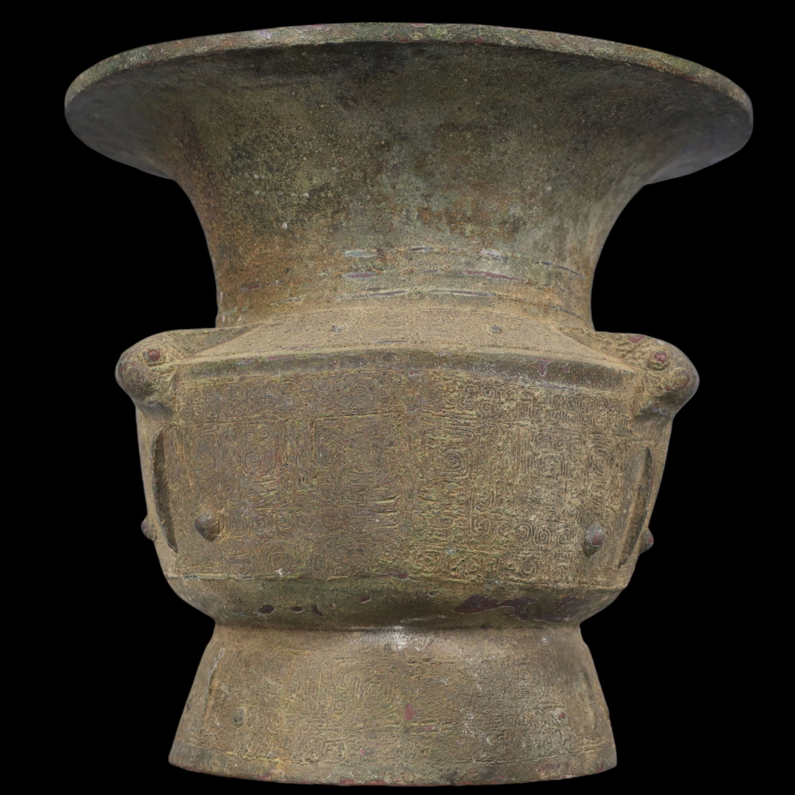 A Rare Bronze Beast-Ears Vase: A Rare Bronze Beast-Ears Vase,Ancient Time, China,Size:12.2inx11.4in ;Weight:8550g 青铜兽耳瓶，中国远古时期