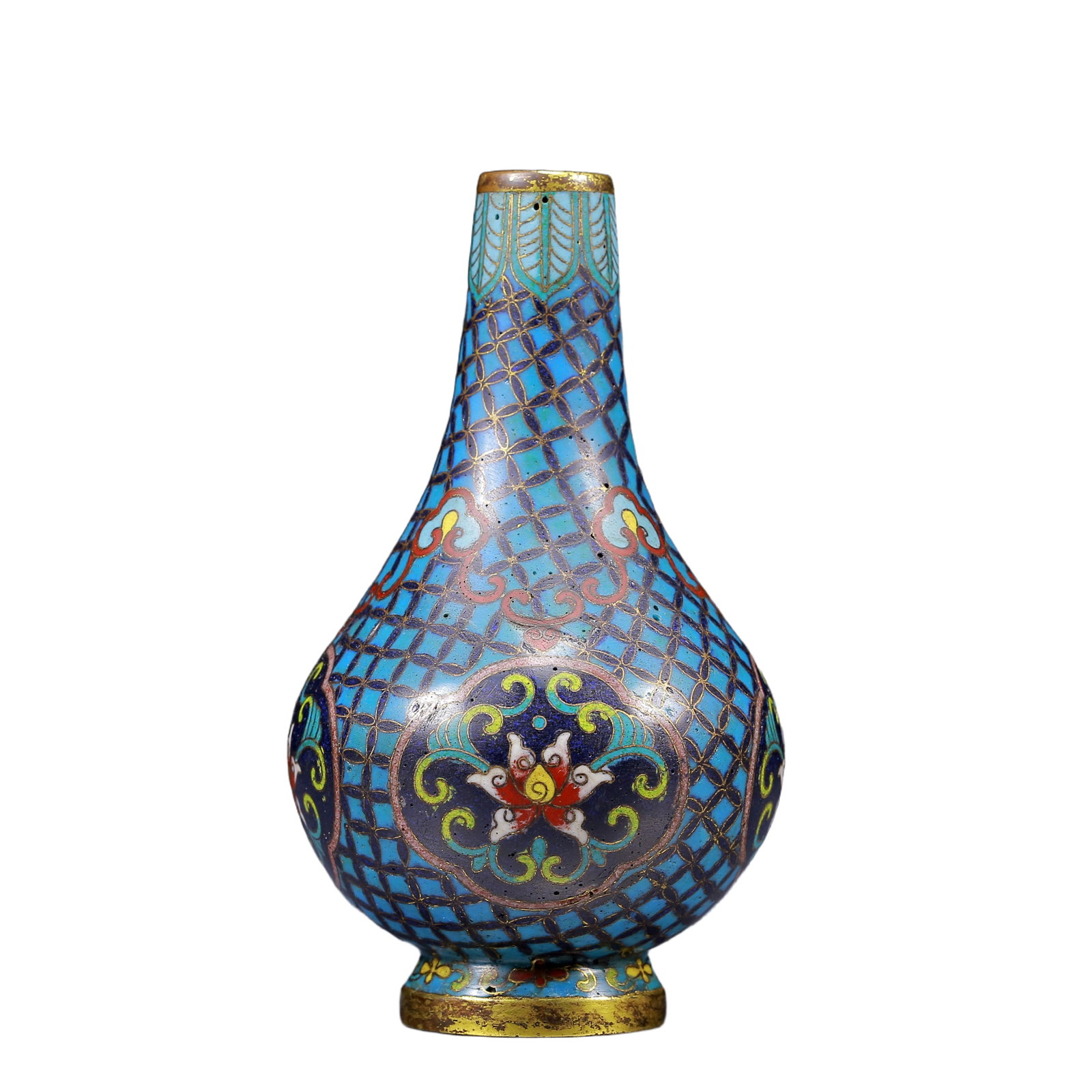 An Exquisite Cloisonne Lotus Pattern Vase: An Exquisite Cloisonne Lotus Pattern Vase,Qing Dynasty, China,Qianlong Four-character Mark,Size:3.1inx5.5in,Weight:325g