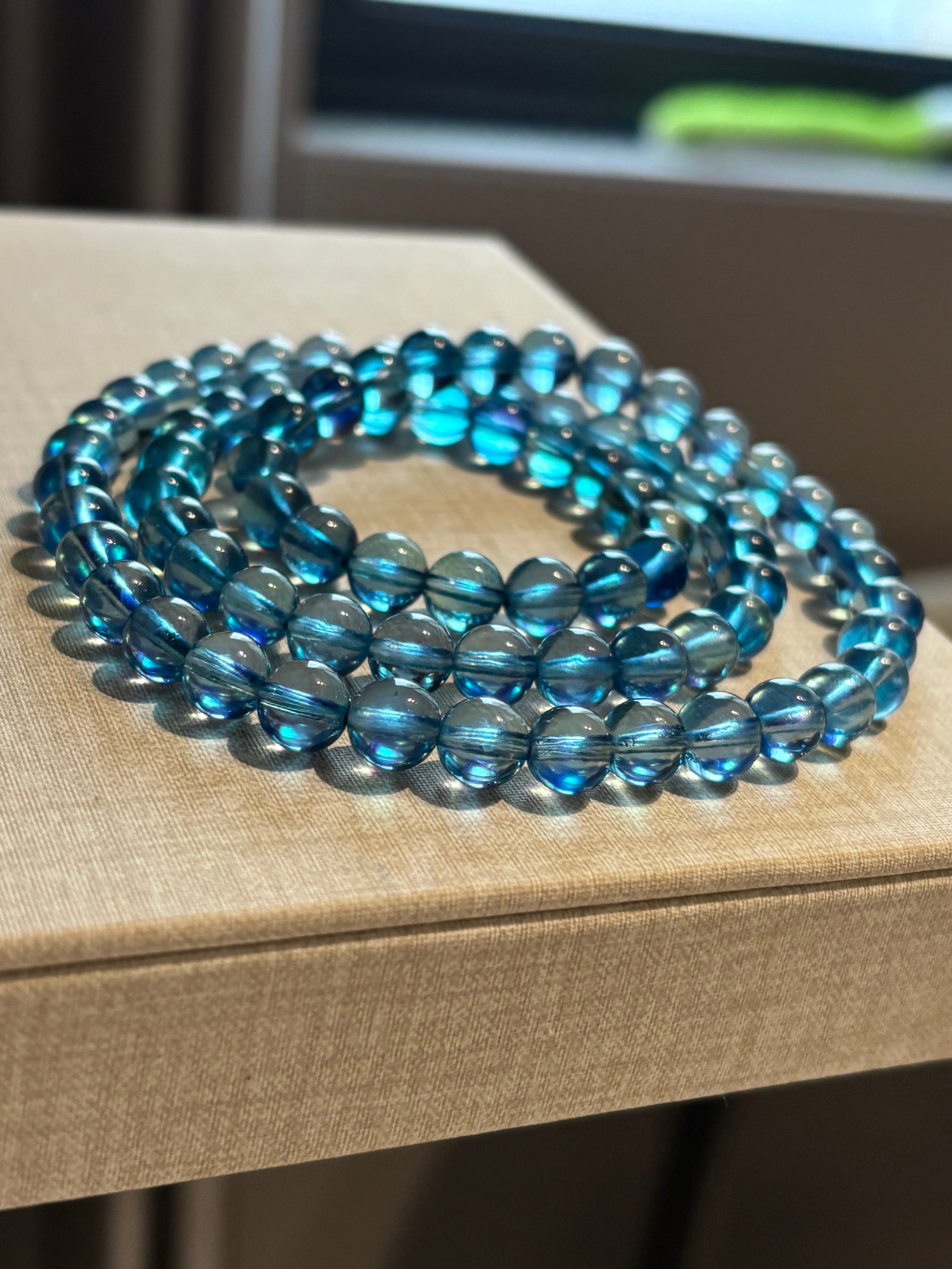 An Exquisite Aquamarine Bracelets: An Exquisite Aquamarine Bracelets,Size:7.3mm,Weight:40g 海蓝宝手串