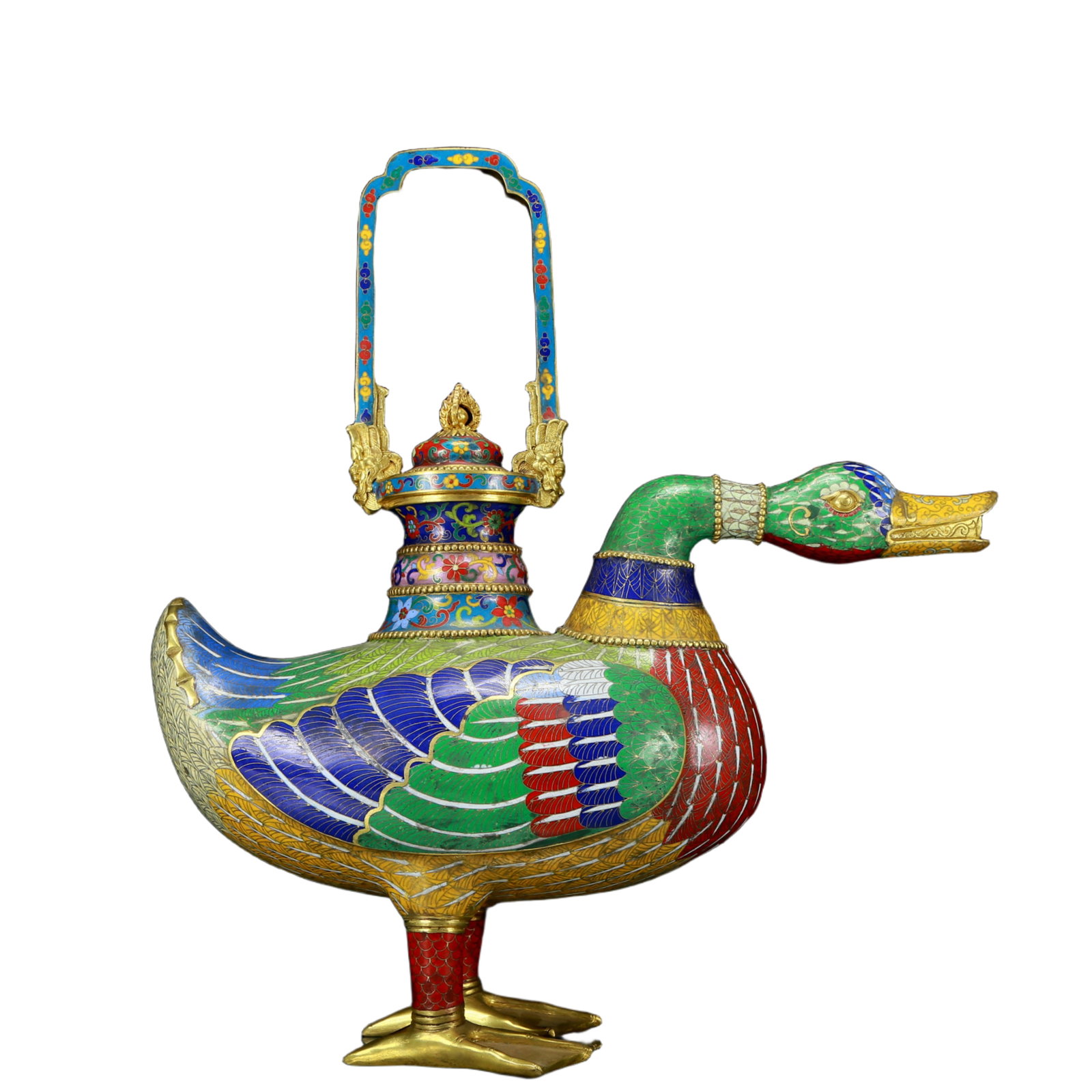An exquisite cloisonn?? duck-shaped ewer (1 of 12)