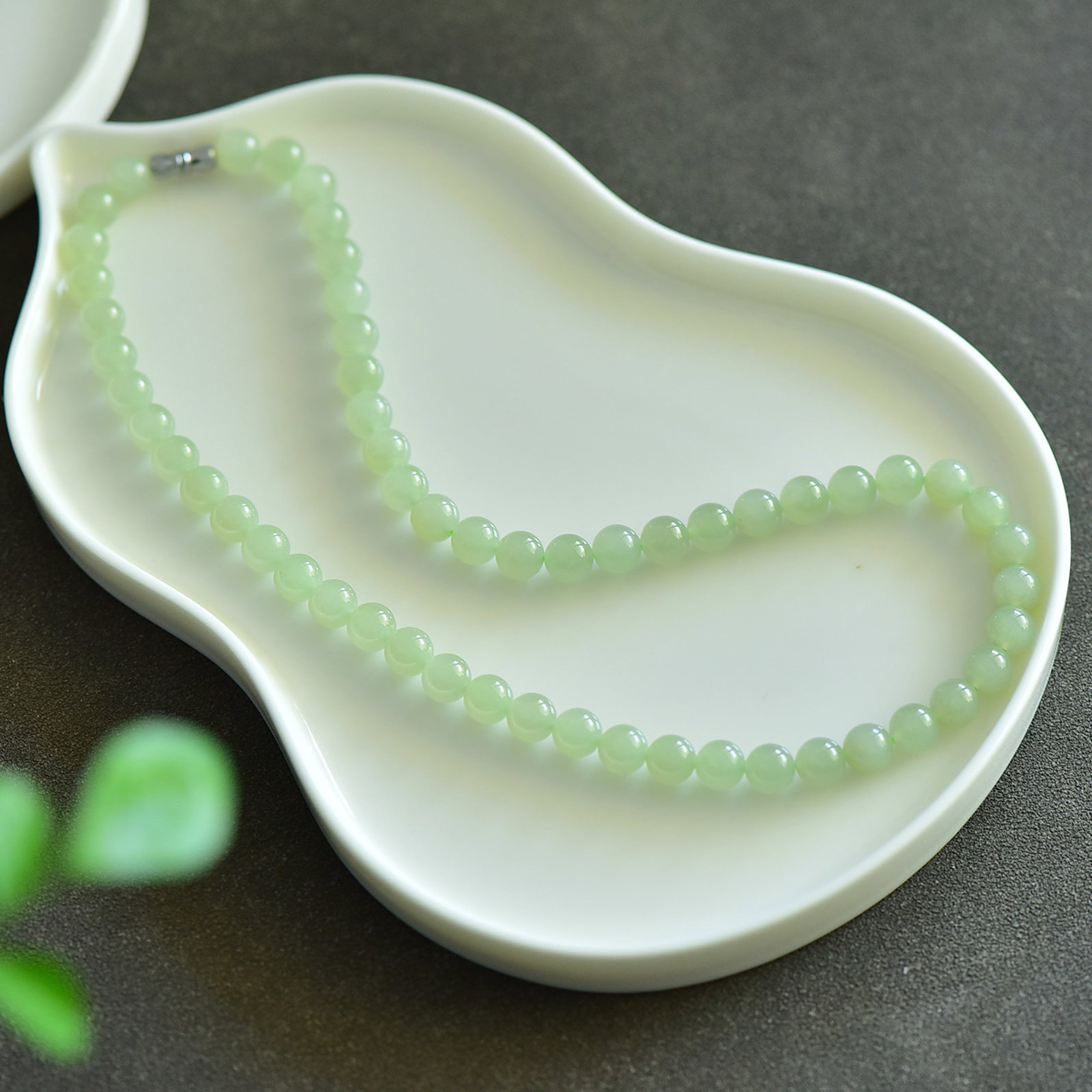An Exquisite Greenish Jade Necklace (1 of 5)