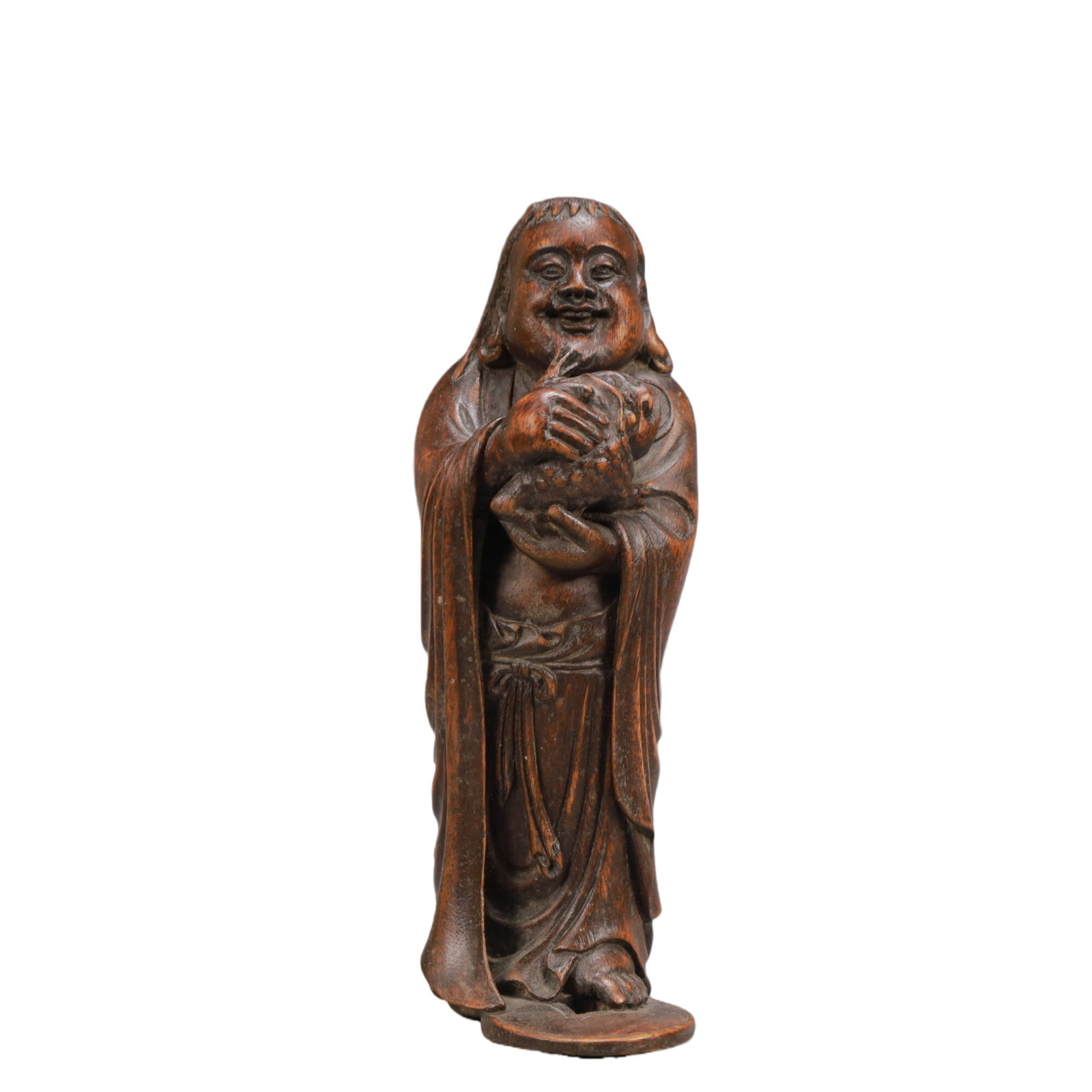 A Rare Eaglewood Figure Ornament: A Rare Eaglewood Figure Ornament,Qing Dynasty,China,Size:2inx2.8inx3in,Weight:100g 沉香木刘海戏金蟾摆件,中国清代