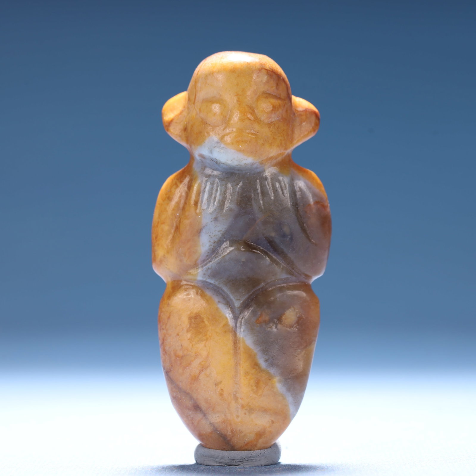 An Archaic Hongshan Culture Yellow Jade Figure Ornament: An Archaic Hongshan Culture Yellow Jade Figure Ornament,Ancient Time,China,Size:1.4inx0.8inx3.2in,Weight:74.3g