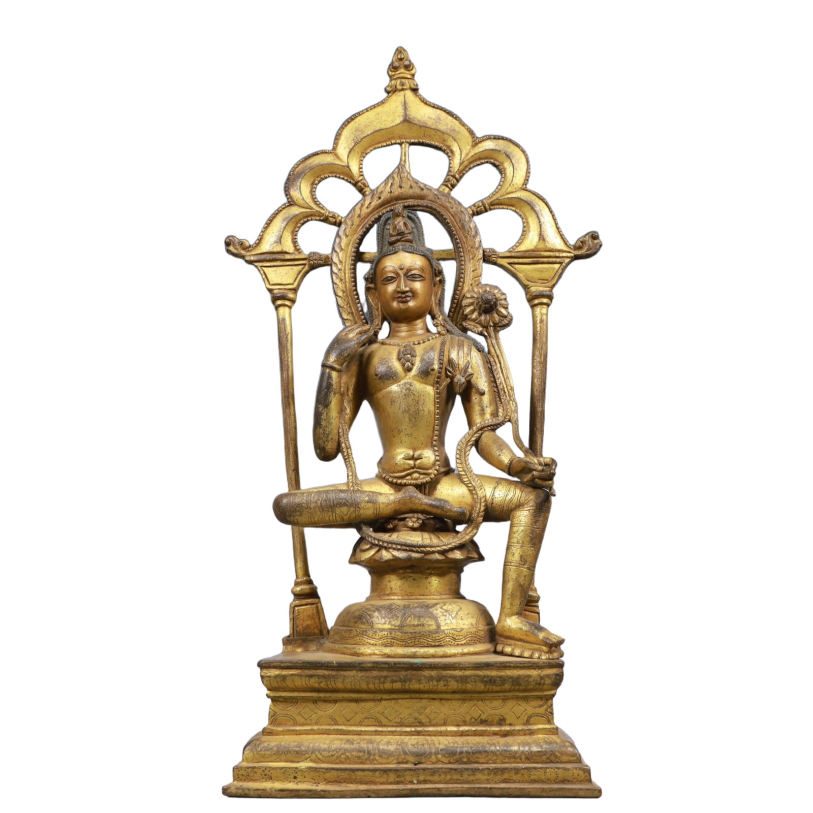 A Solemn Gilt Bronze Statue of Amitayus, With Inscription: A Solemn Gilt Bronze Statue of Amitayus, With Inscription, Ming Dynasty, China, Size:8.1inx5.1inx20.1in, Weight:7750g 铜鎏金无量寿佛像,带铭&