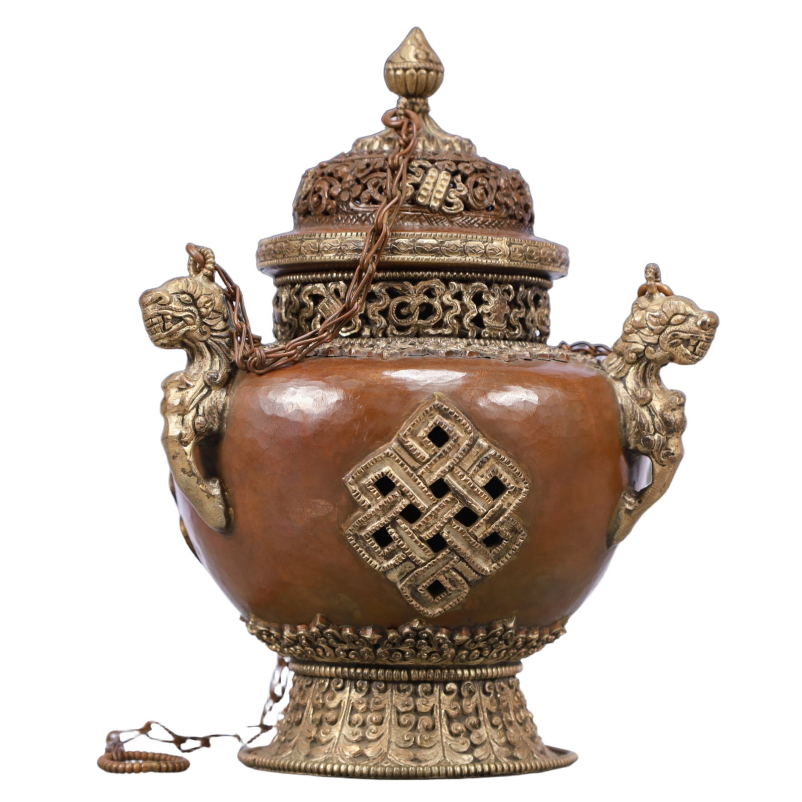 A Rare Bronze Dragon-Ears Censer: A Rare Bronze Dragon-Ears Censer,Qing Dynasty, China,Size:6.7inx13.8in,Weight:1100g 铜龙耳香炉,中国清代