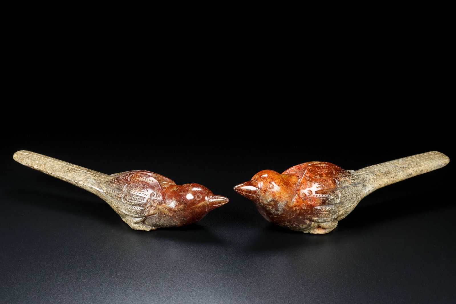 A Pair of Exquisite Archaic Jade Bird Ornaments (1 of 9)