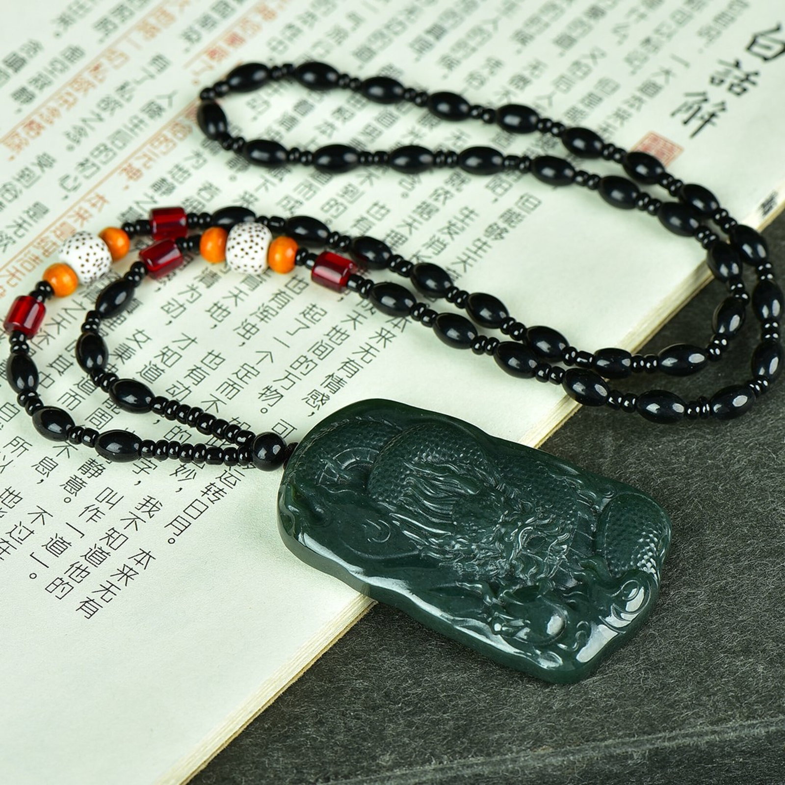 An Exquisite Jasper Dragon Pattern Pendant - 4
