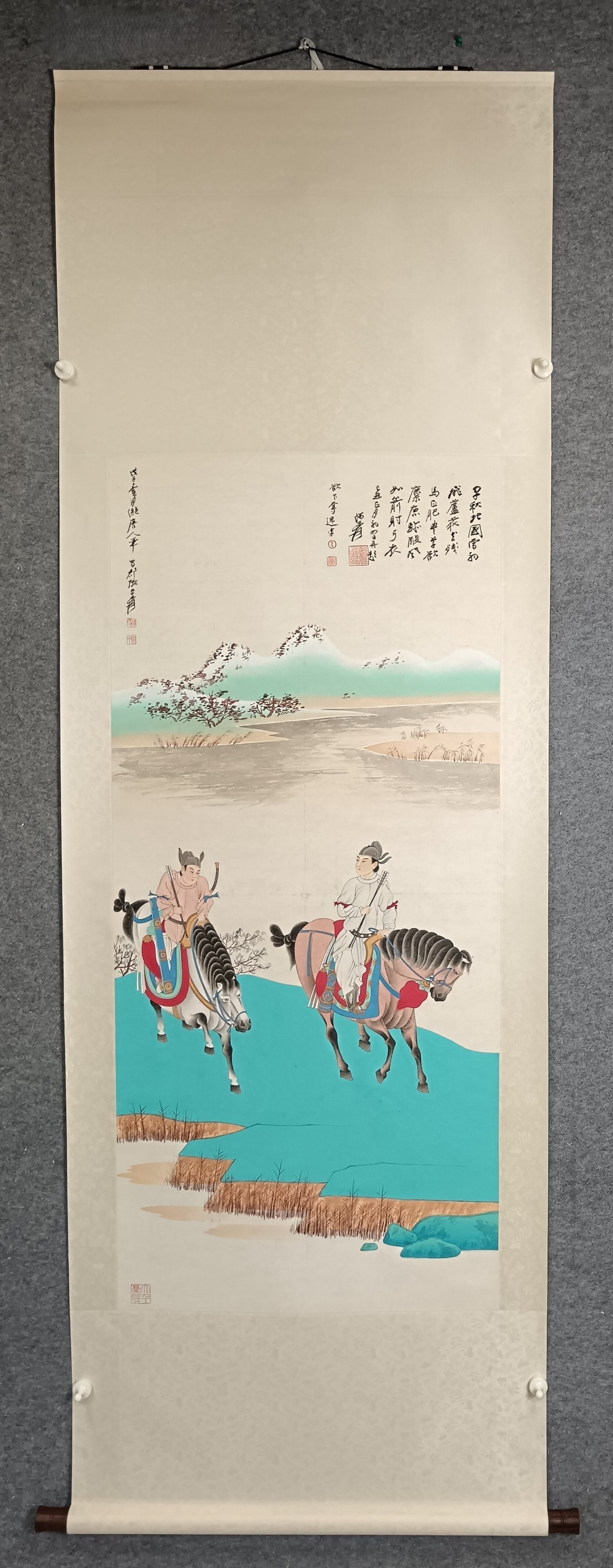A Chinese Vertical Scroll Ink Painting of Character and Story on Paper: A Chinese Vertical Scroll Ink Painting of Character and Story on Paper,Zhang Daqian,Size:23.6inx52in