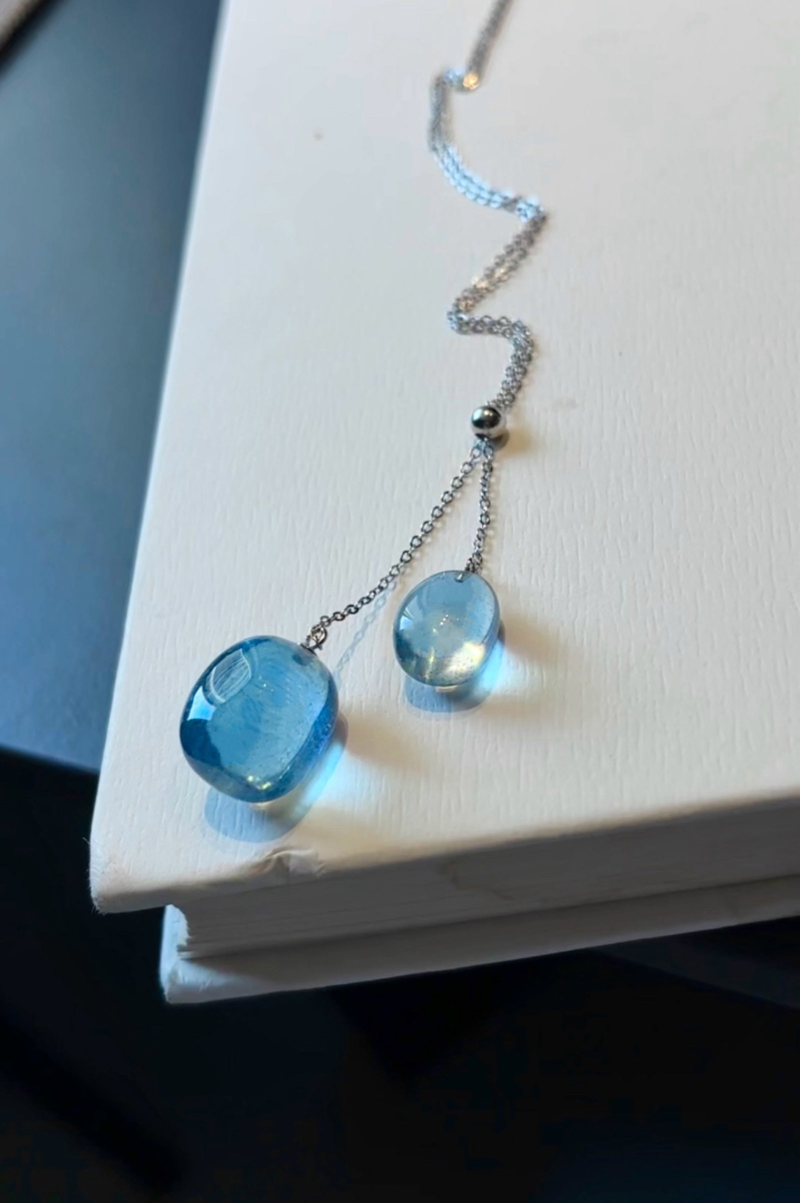 An Exquisite Aquamarine Necklace: An Exquisite Aquamarine Necklace,Size:(big)12.5mmx15mm,(small)11mmx9mm,Weight:7.2g 海蓝宝项链